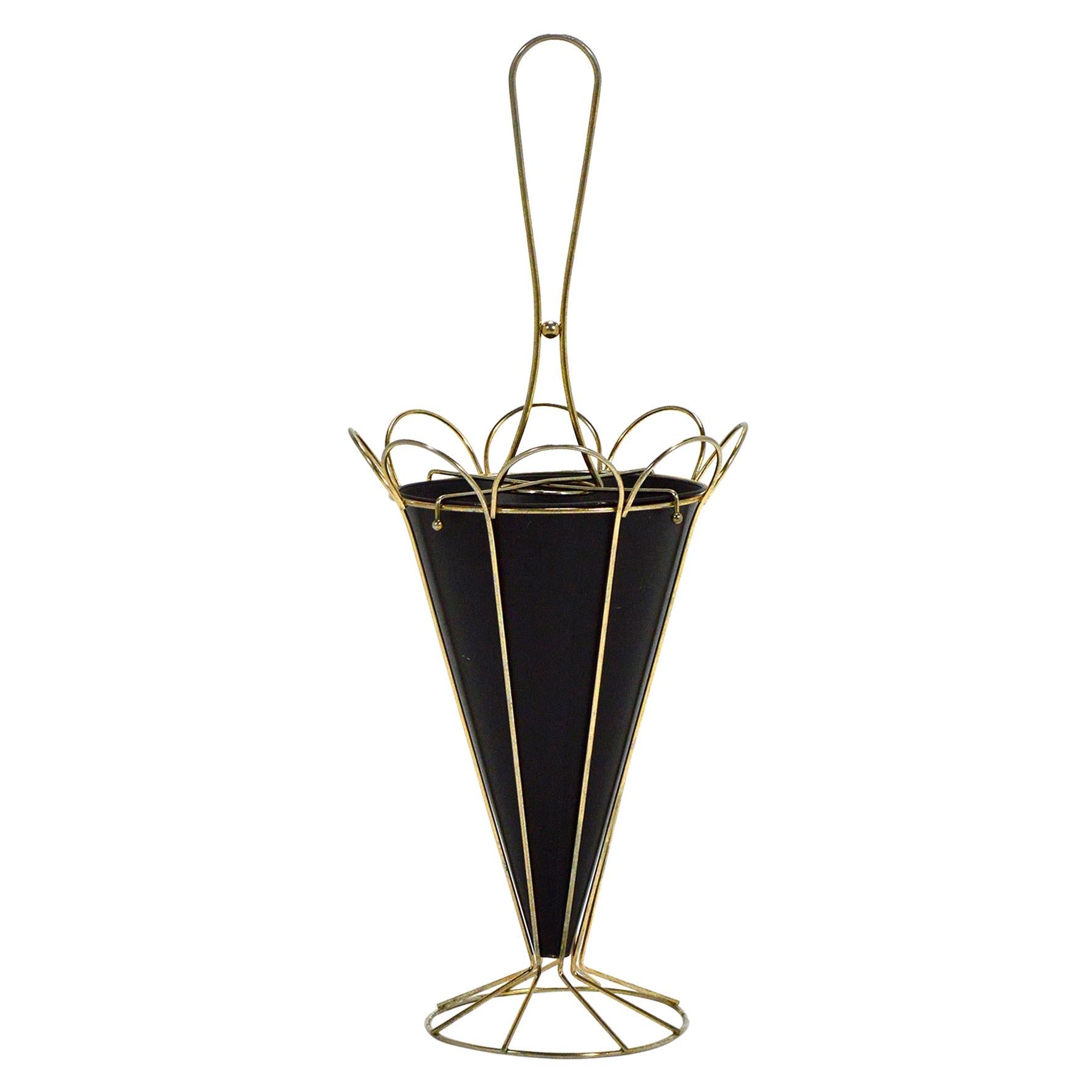 Whimsical Brass Umbrella Stand For Sale