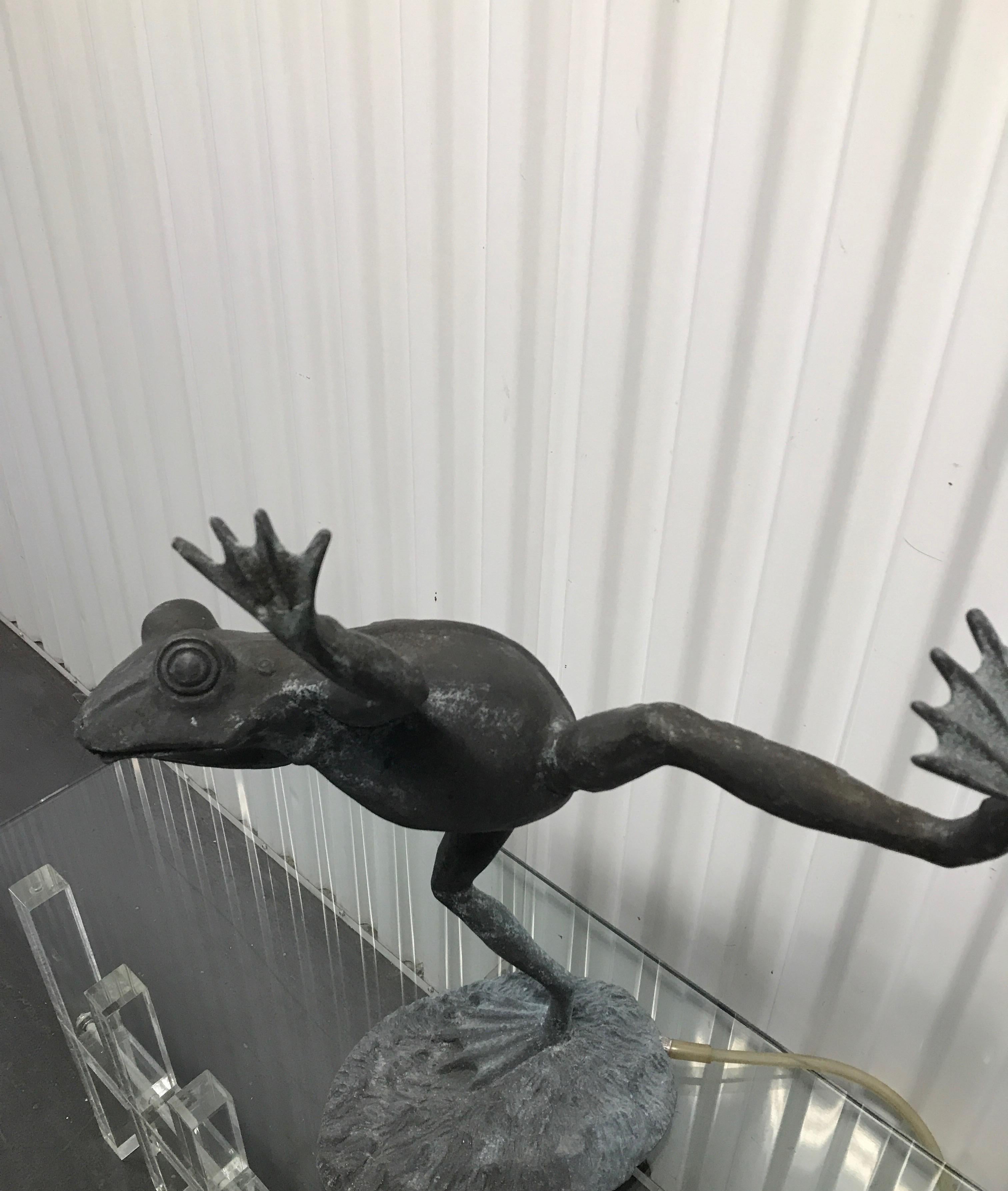 Whimsical Bronze Frog Fountain For Sale 1
