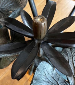 Whimsical Bronze "Lily Pad" Cocktail End Table, circa 1970s