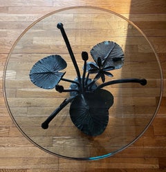 Whimsical Bronze "Lily Pad" Cocktail End Table, circa 1970s