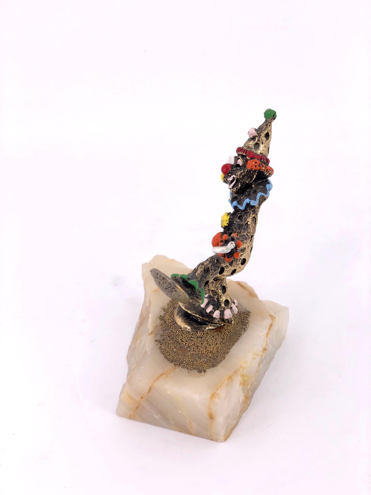 American Whimsical Bronze Sculpture with Enamel Highlights Signed by Ron Lee