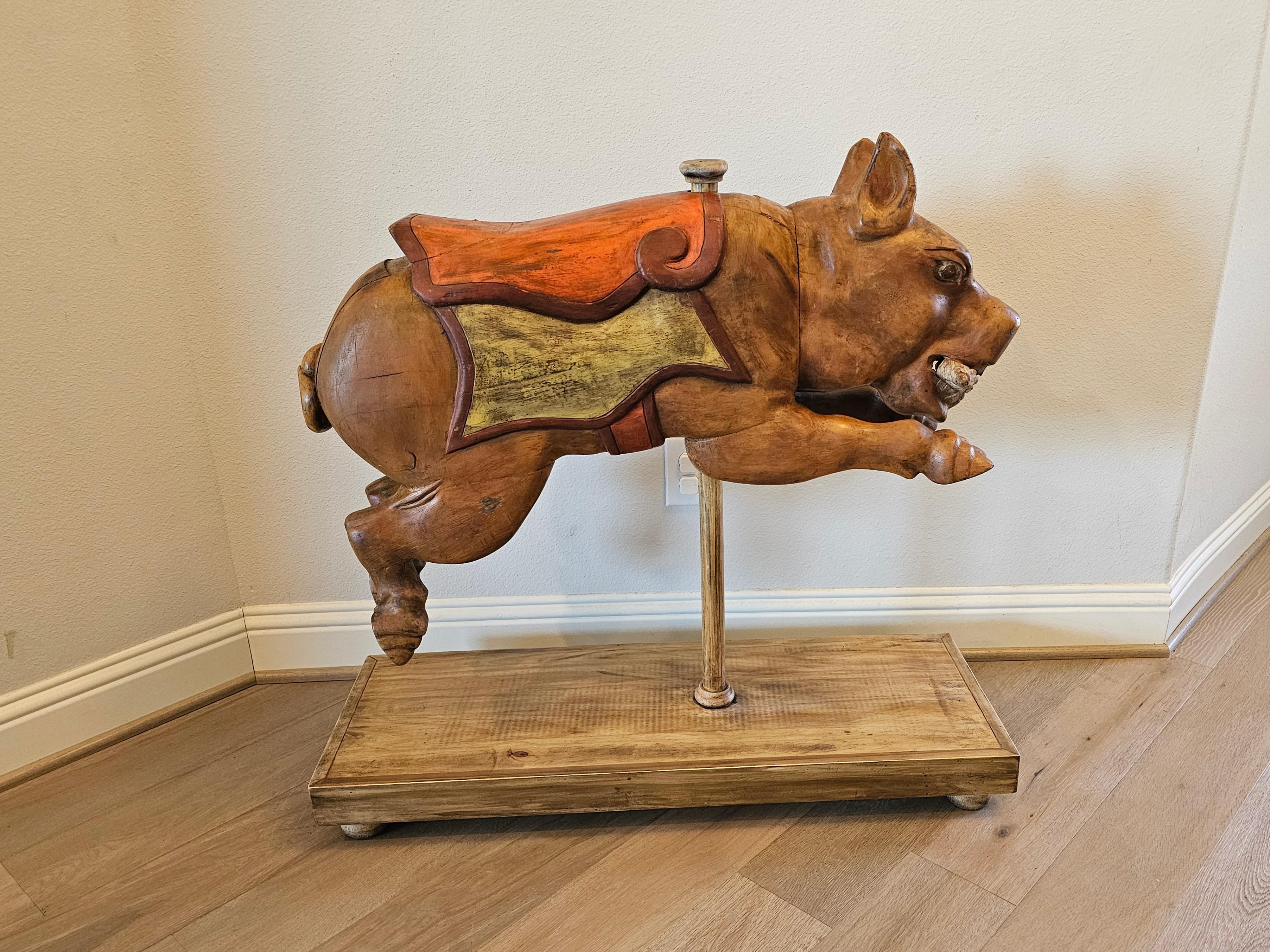 Whimsical Carousel Pig Carnival Ride Mexican Attrib Higareda Brothers For Sale 12