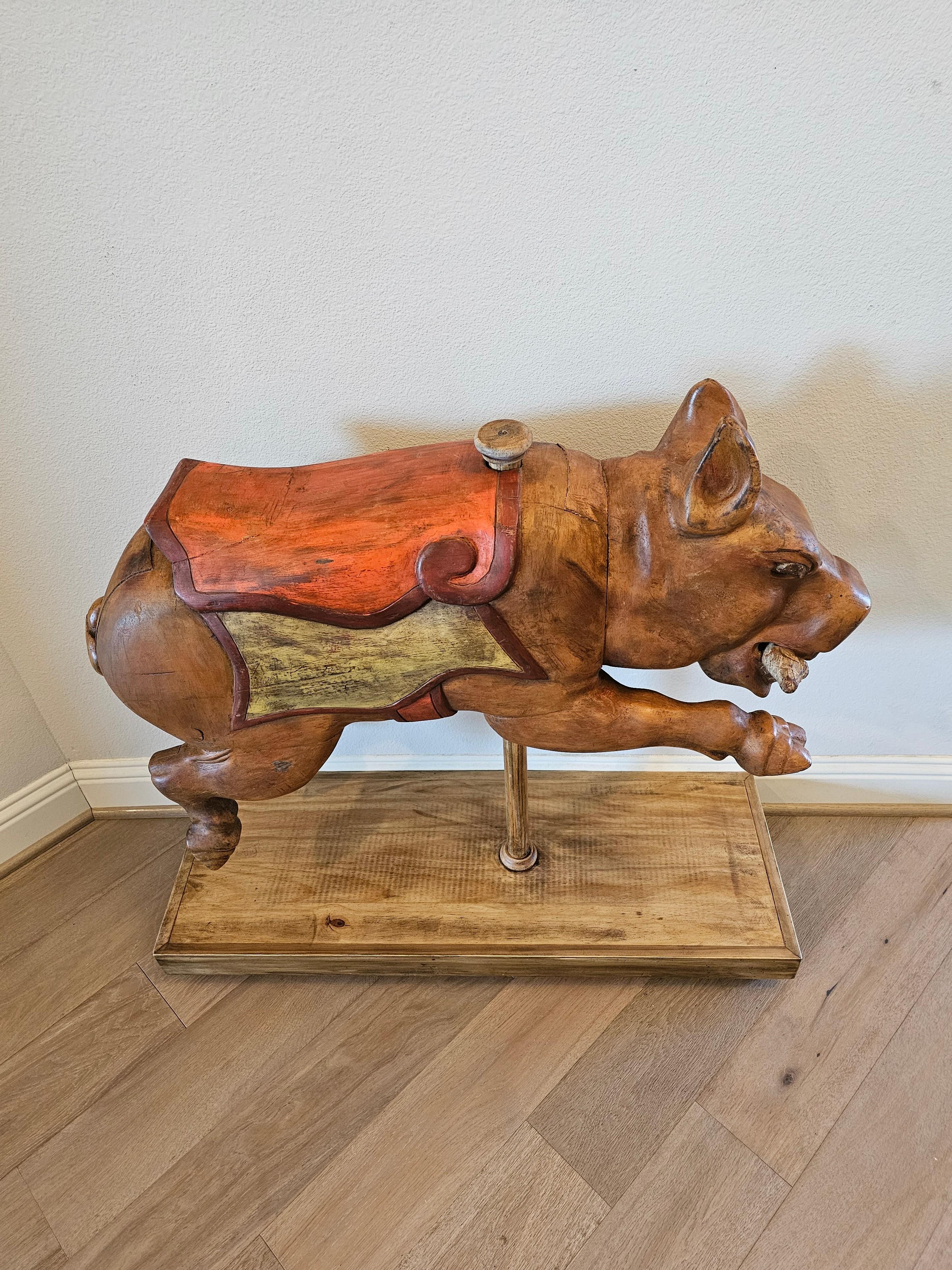 Wood Whimsical Carousel Pig Carnival Ride Mexican Attrib Higareda Brothers For Sale