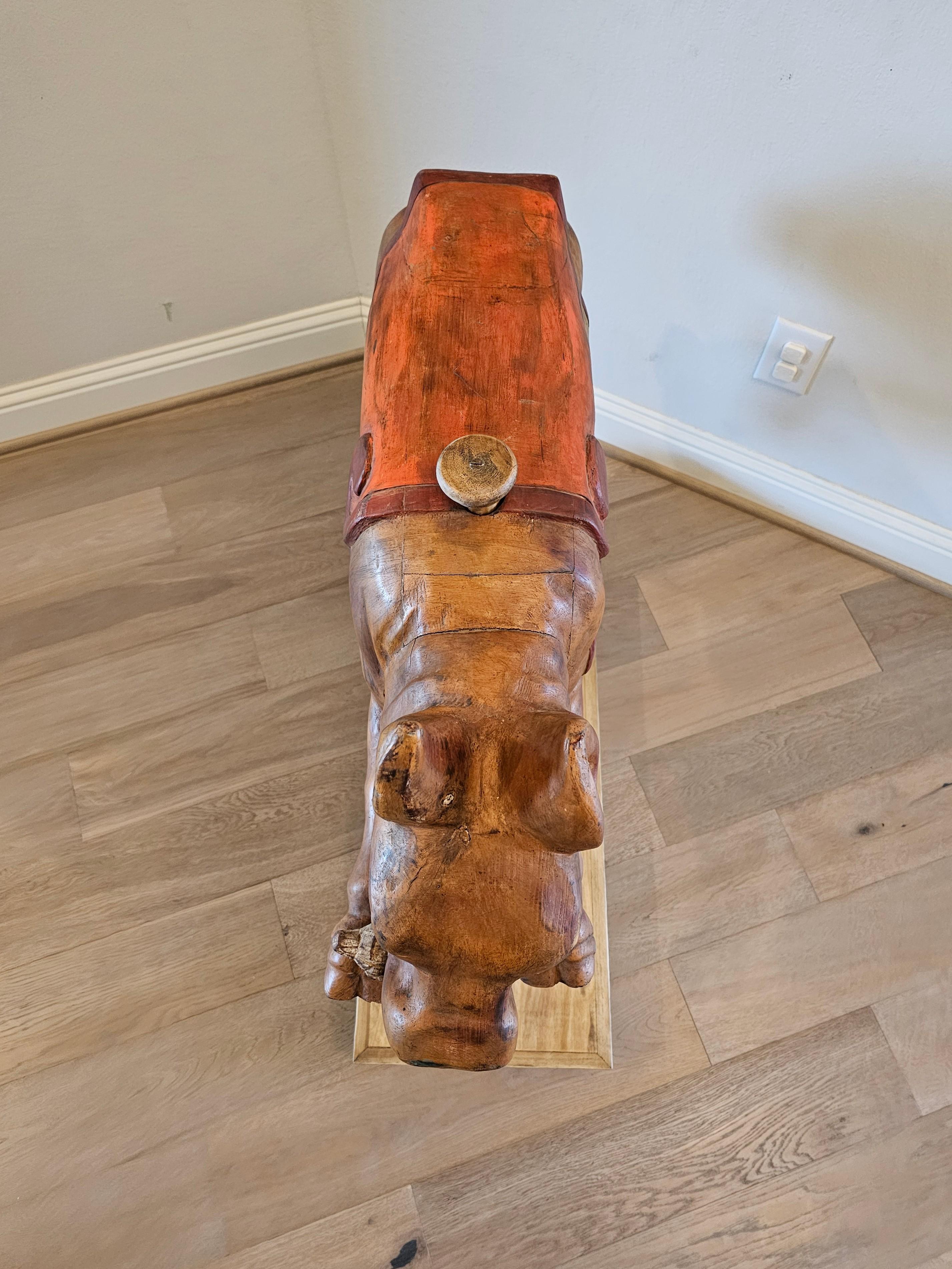 Wood Whimsical Carousel Pig Carnival Ride Mexican Attrib Higareda Brothers