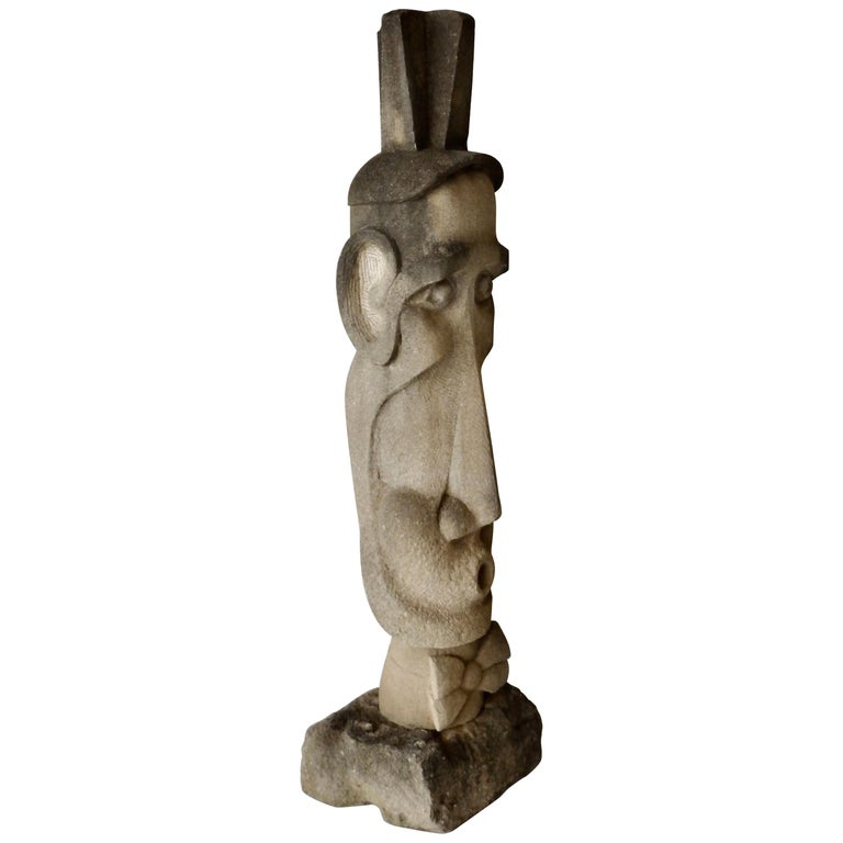 Whimsical Carved Stone Garden Lawn Sculpture For Sale at 1stDibs | stone  garden sculpture