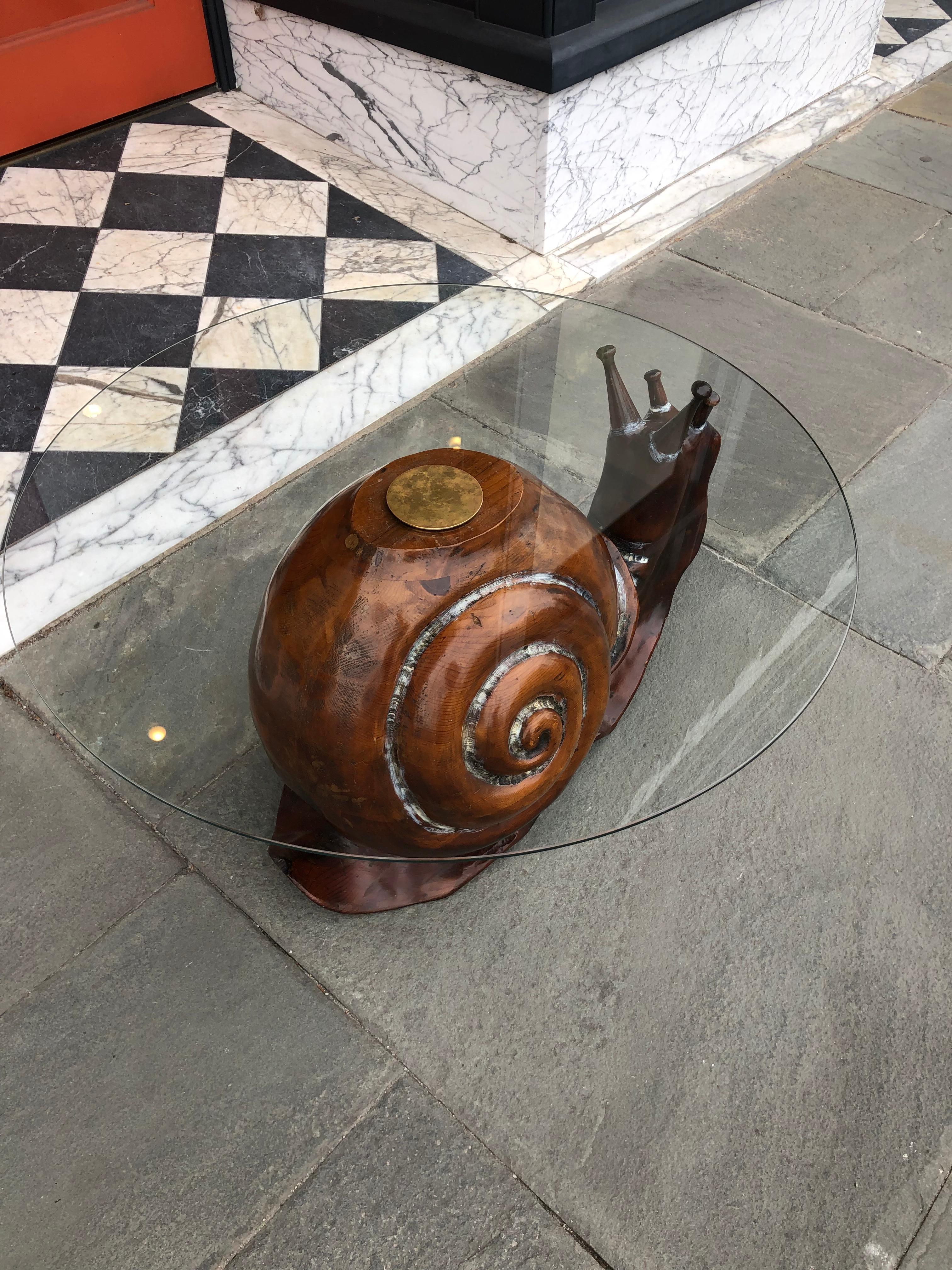 snail wood carving