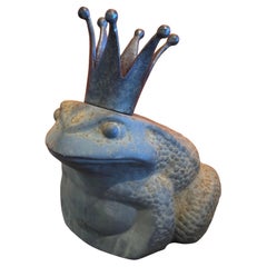 Whimsical Cast Iron Garden Frog with Crown