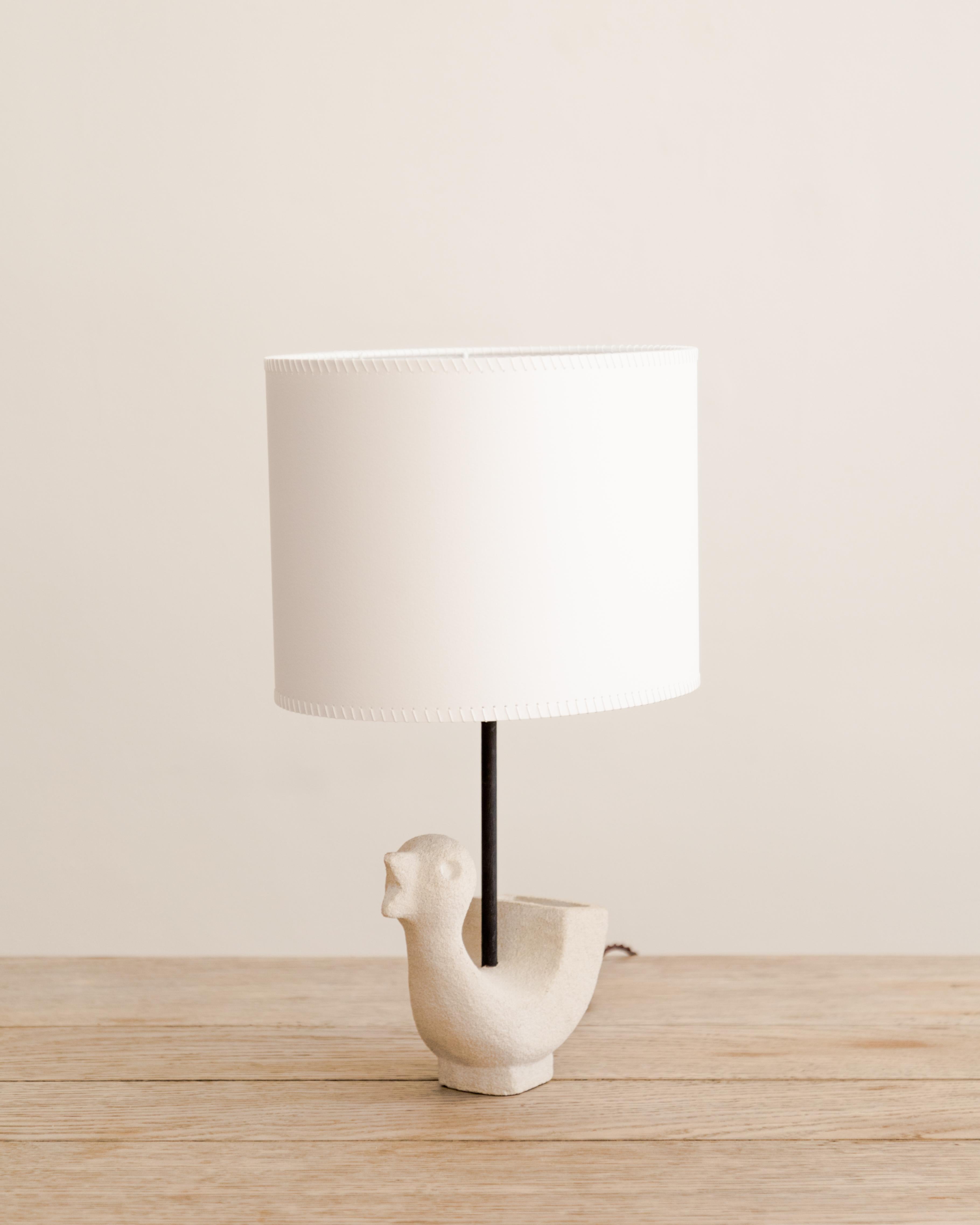 French Whimsical Cast Stone Bird Chick Table Lamp For Sale