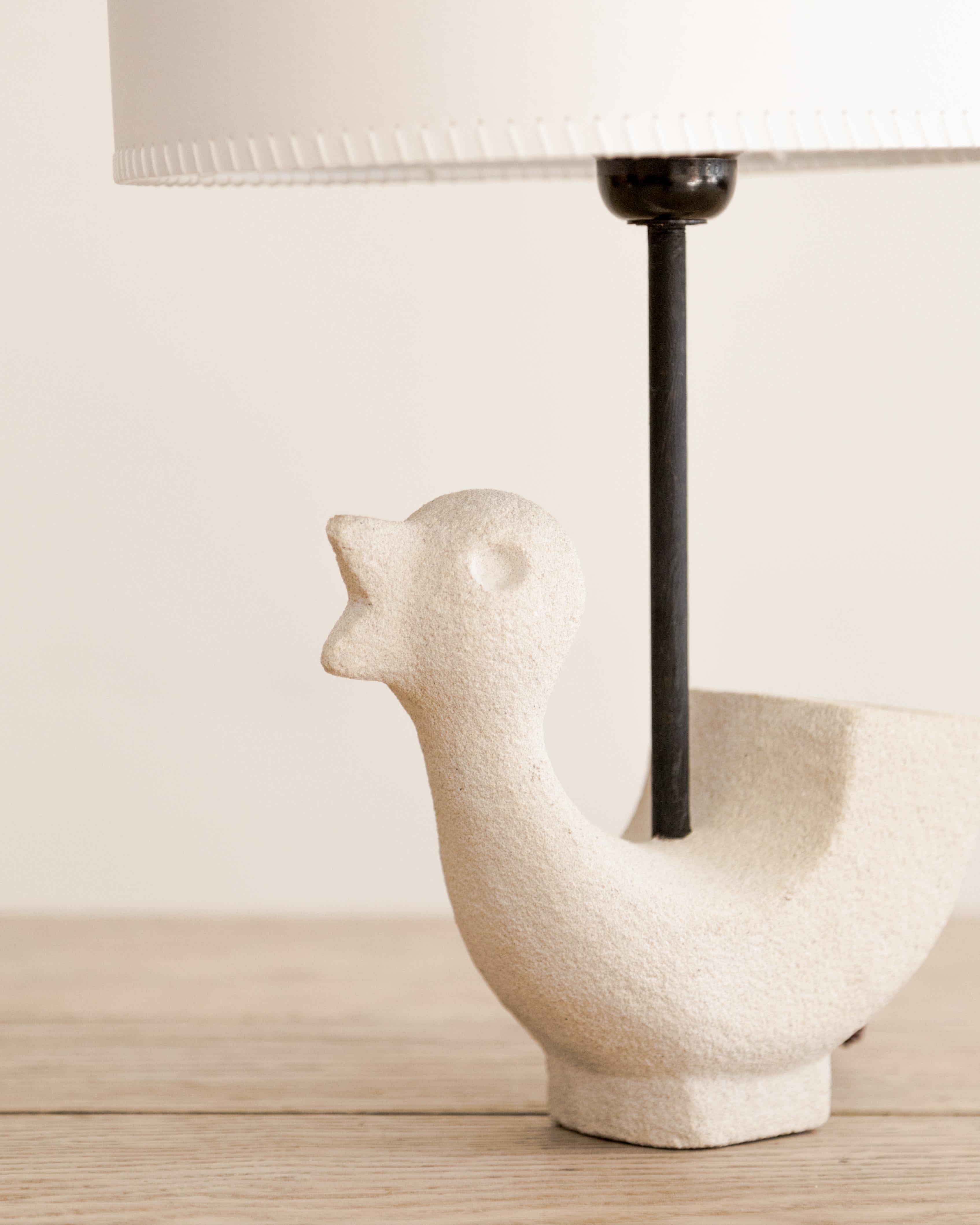 Late 20th Century Whimsical Cast Stone Bird Chick Table Lamp For Sale