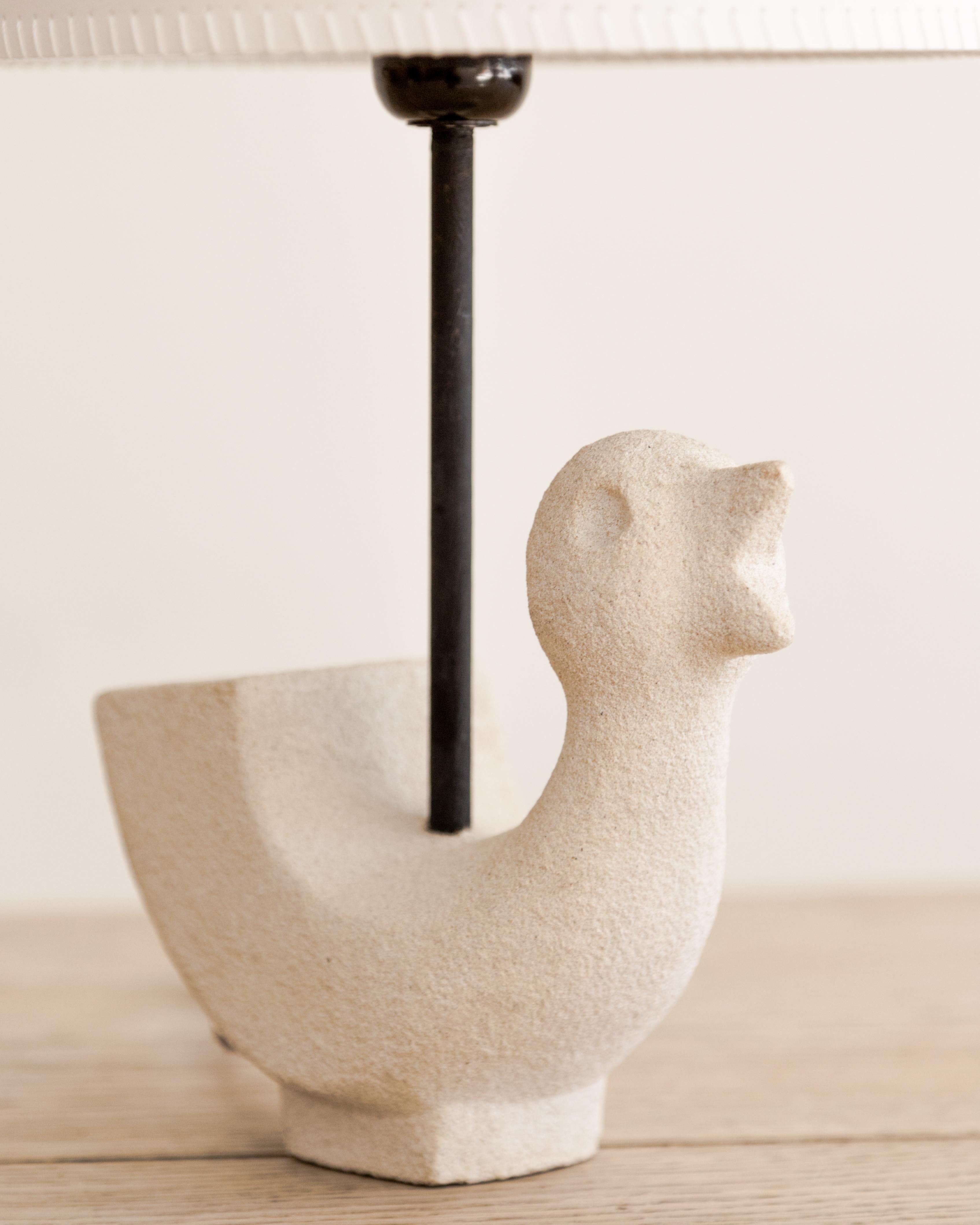 Whimsical Cast Stone Bird Chick Table Lamp For Sale 1