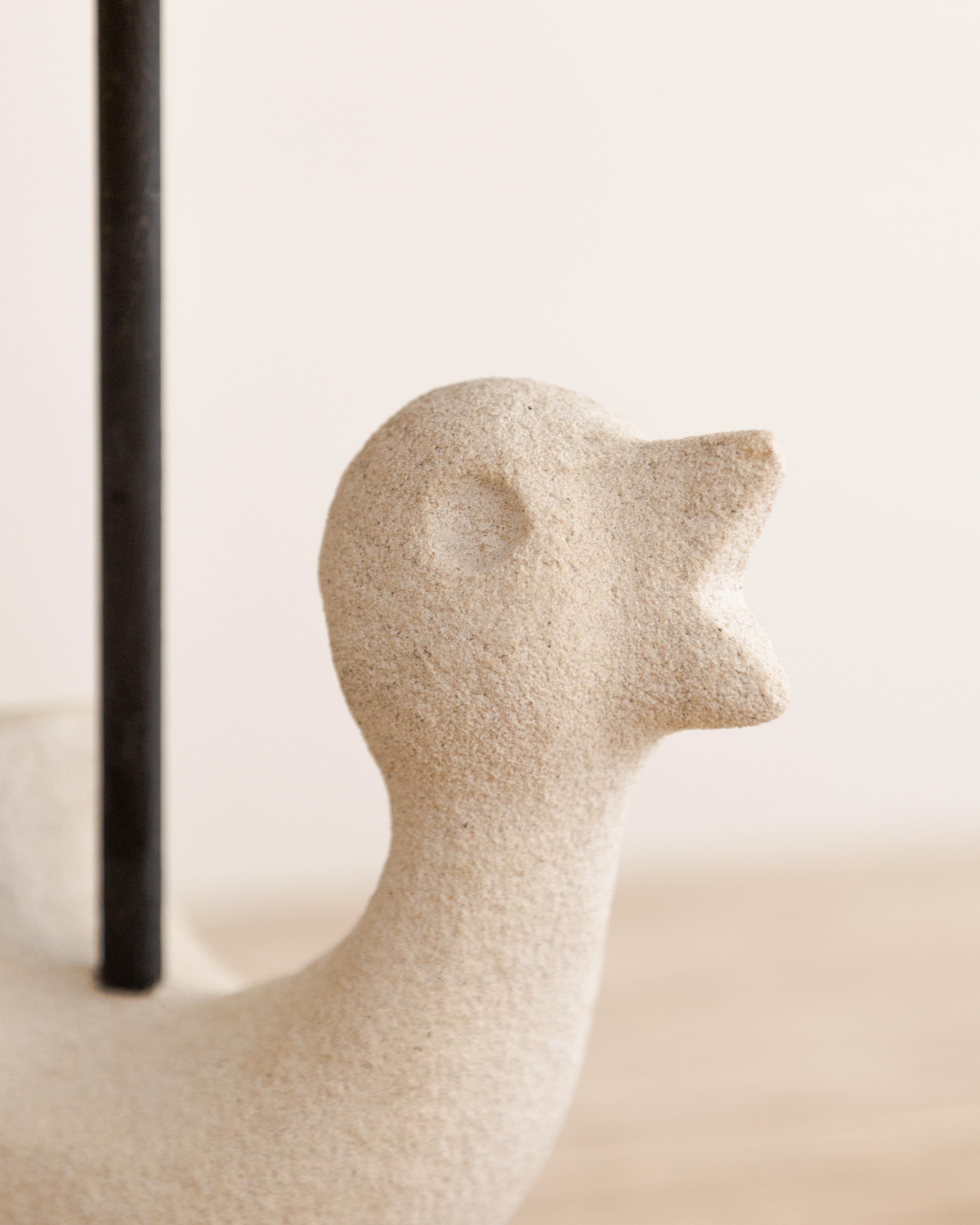 Whimsical Cast Stone Bird Chick Table Lamp For Sale 2