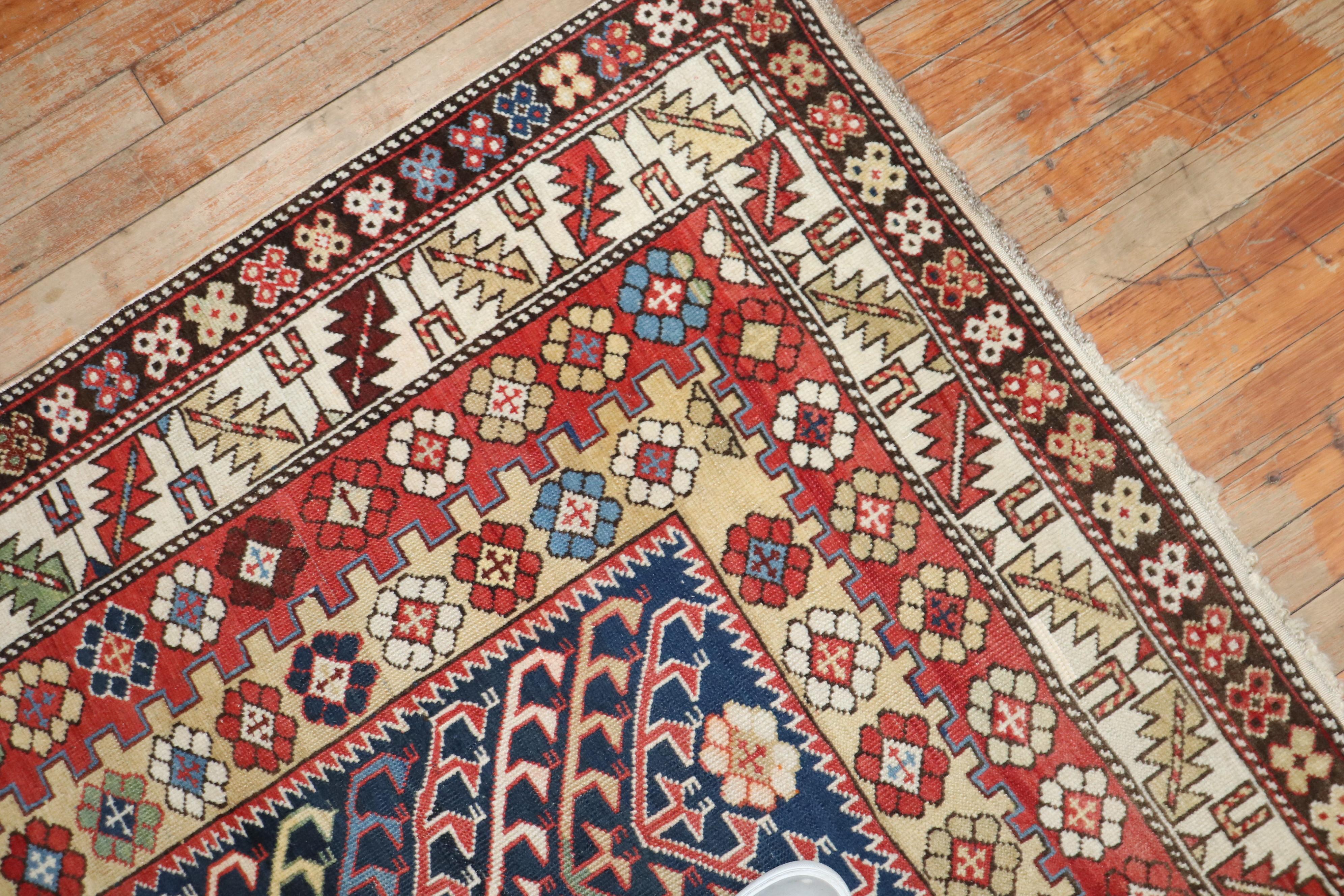 Hand-Woven Whimsical Caucasian Shirvan Early 20th Century Decorative Rug For Sale
