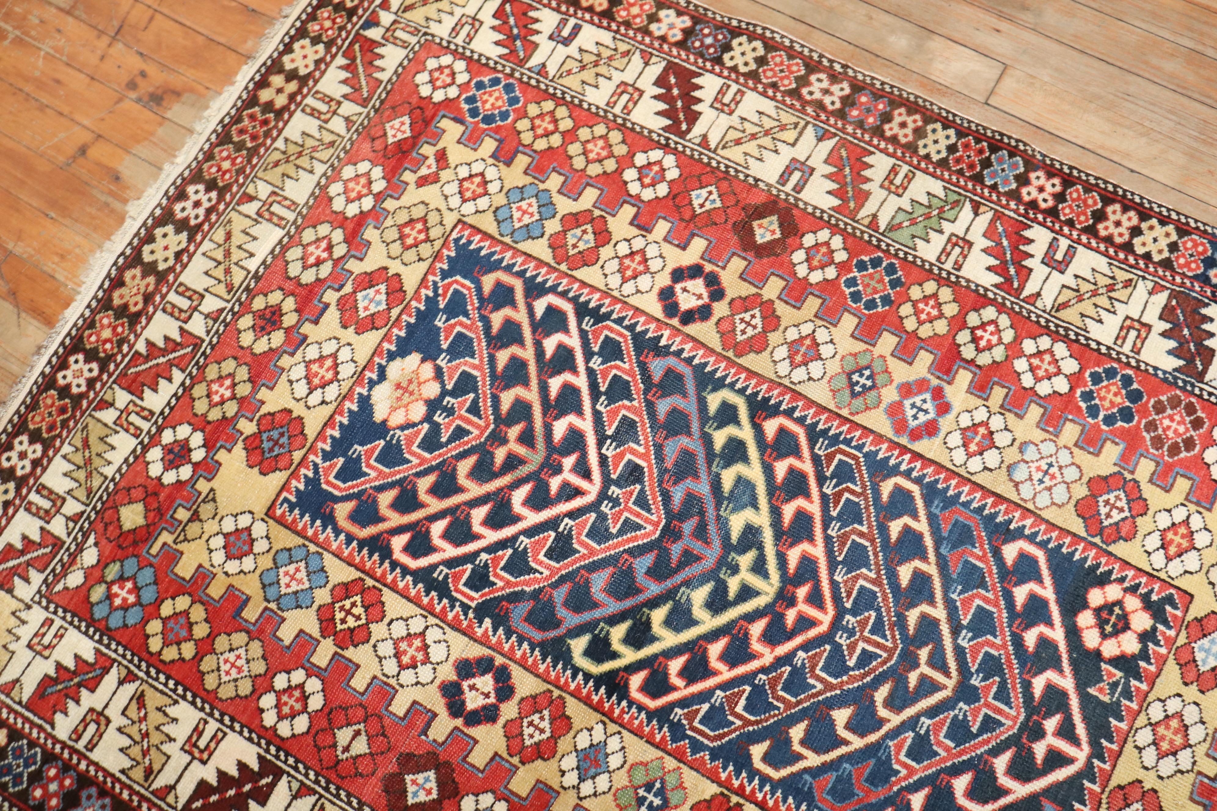 Whimsical Caucasian Shirvan Early 20th Century Decorative Rug For Sale 1