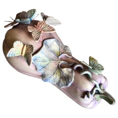 Whimsical Ceramic Butterflies on Squash Sculpture by Sergio Bustamante
