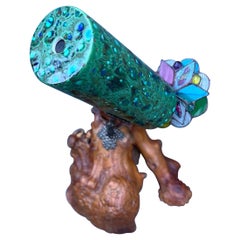 Whimsical Ceramic Kaleidoscope on Burl Wood Base