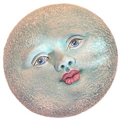Whimsical Ceramic "Man on the Moon" Sculpture by Alexander Flores