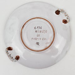 Whimsical Ceramic Pink and Green Spring Theme Platter Made in Portugal