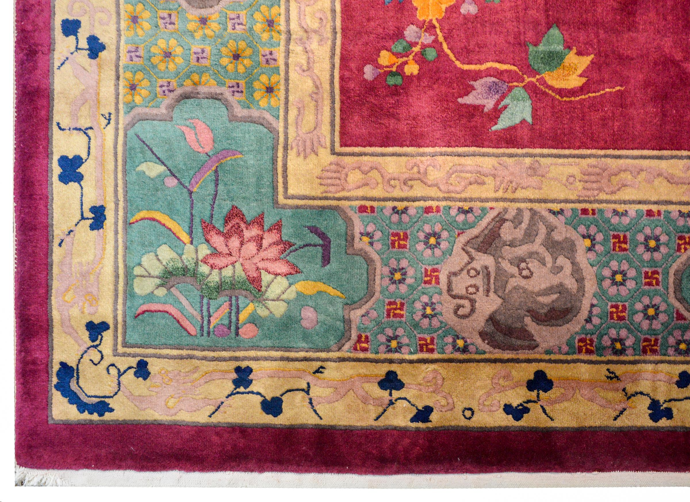 Whimsical Chinese Art Deco Rug For Sale 3
