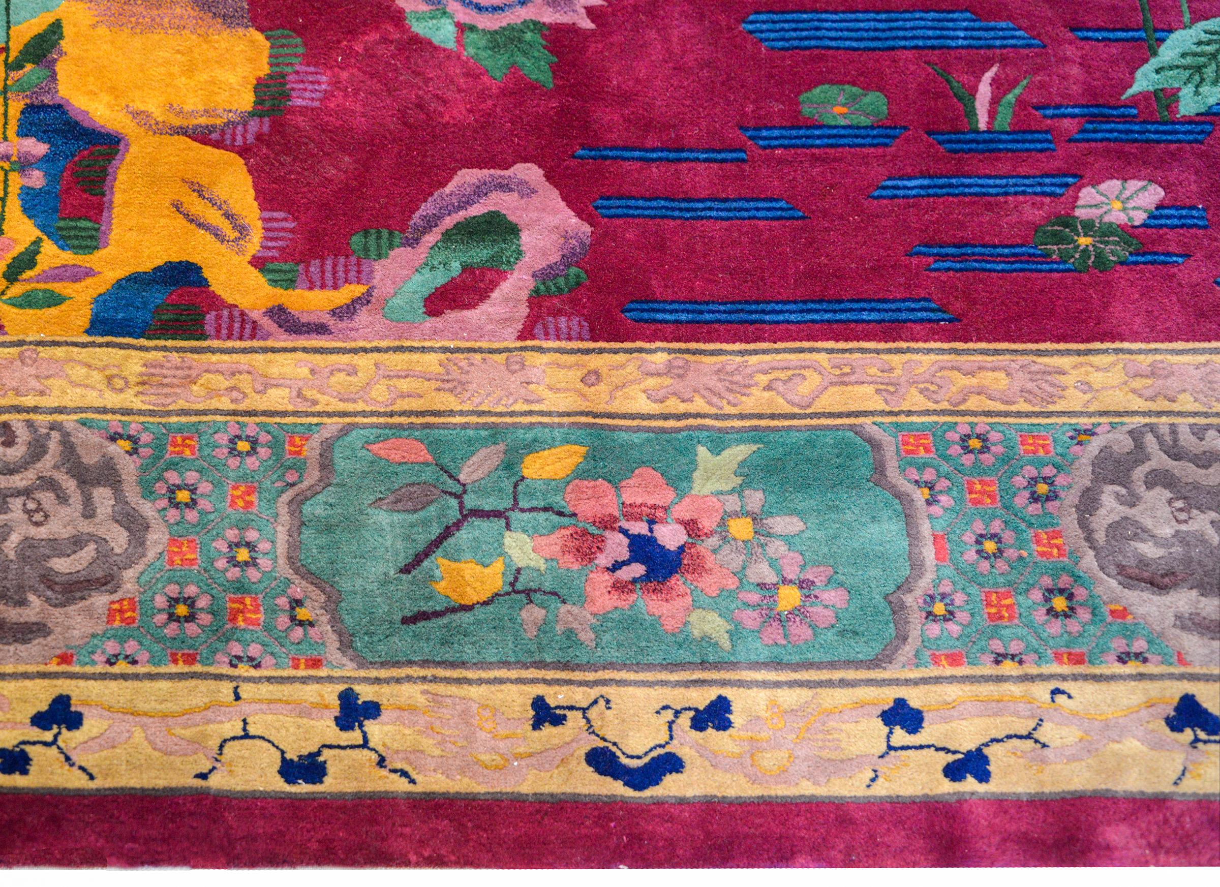 Whimsical Chinese Art Deco Rug For Sale 2