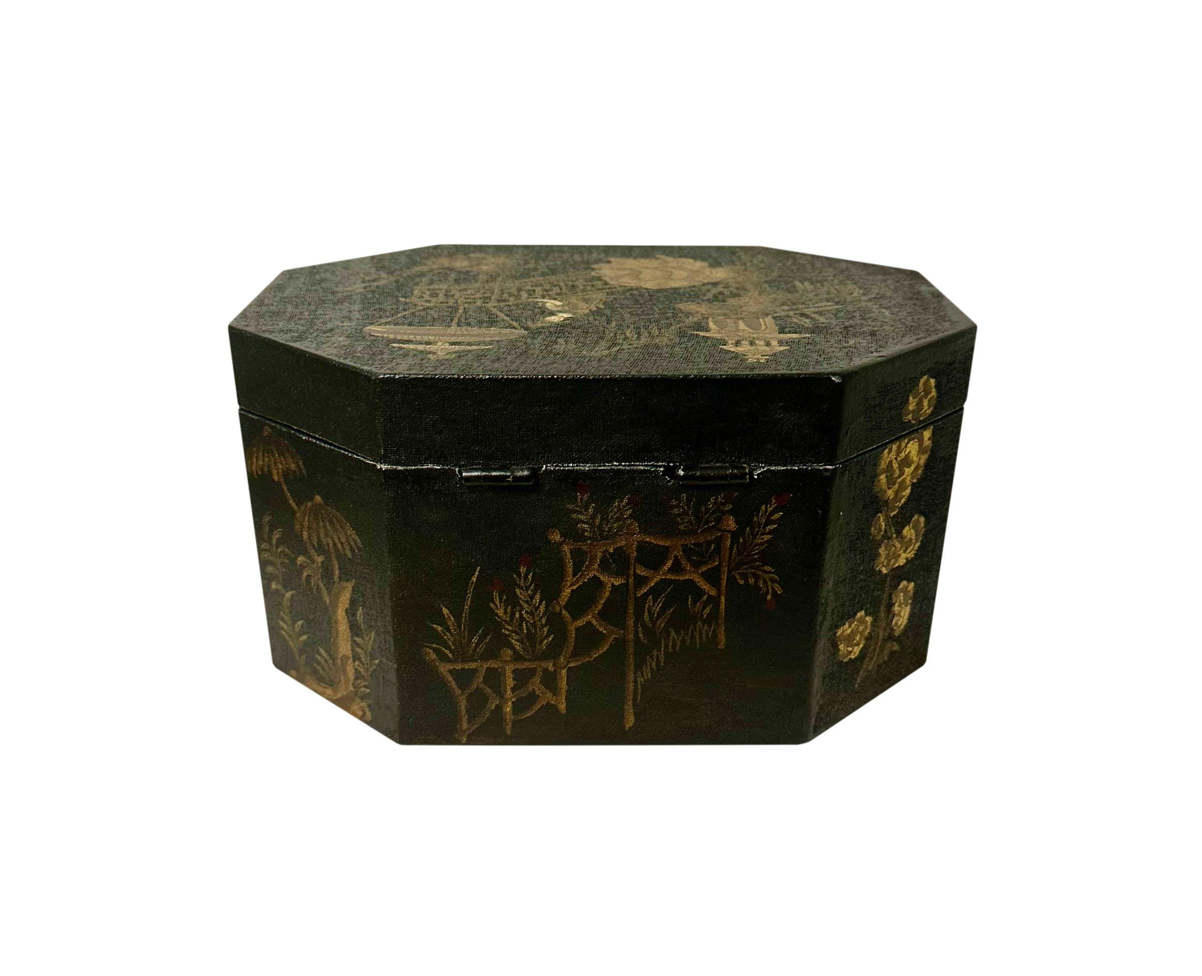 Wood Whimsical Chinoiserie Box For Sale