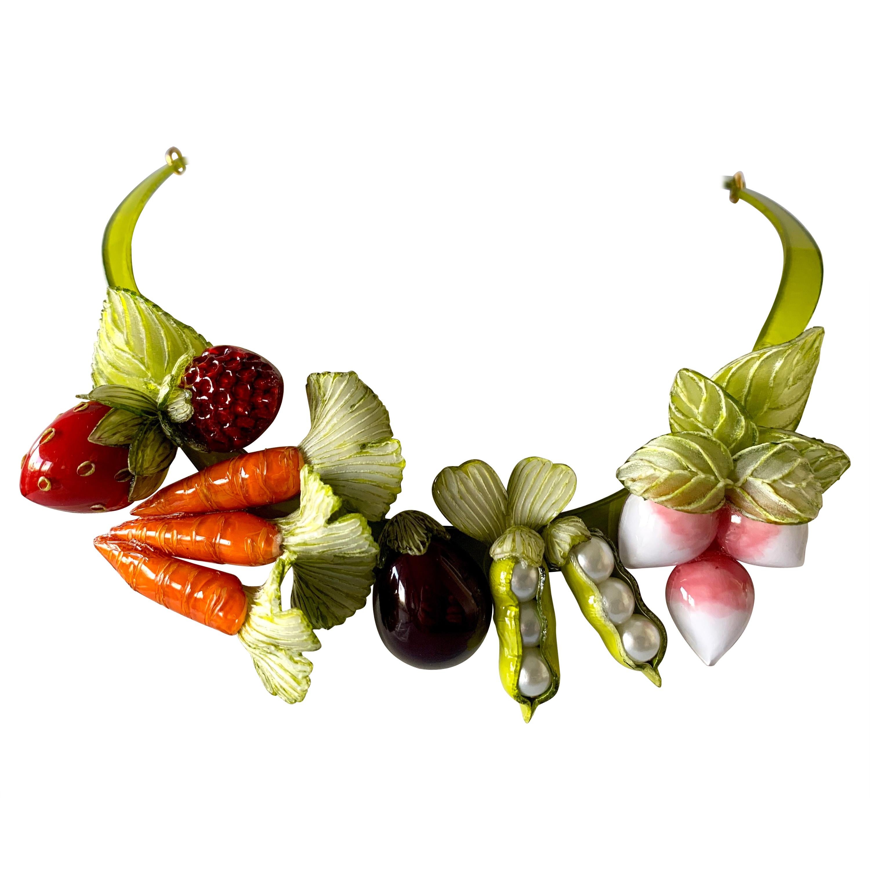 Whimsical Contemporary Fruit and Vegetable Necklace 