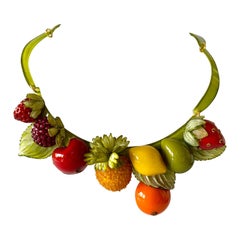 Whimsical Contemporary Fruit Statement Necklace
