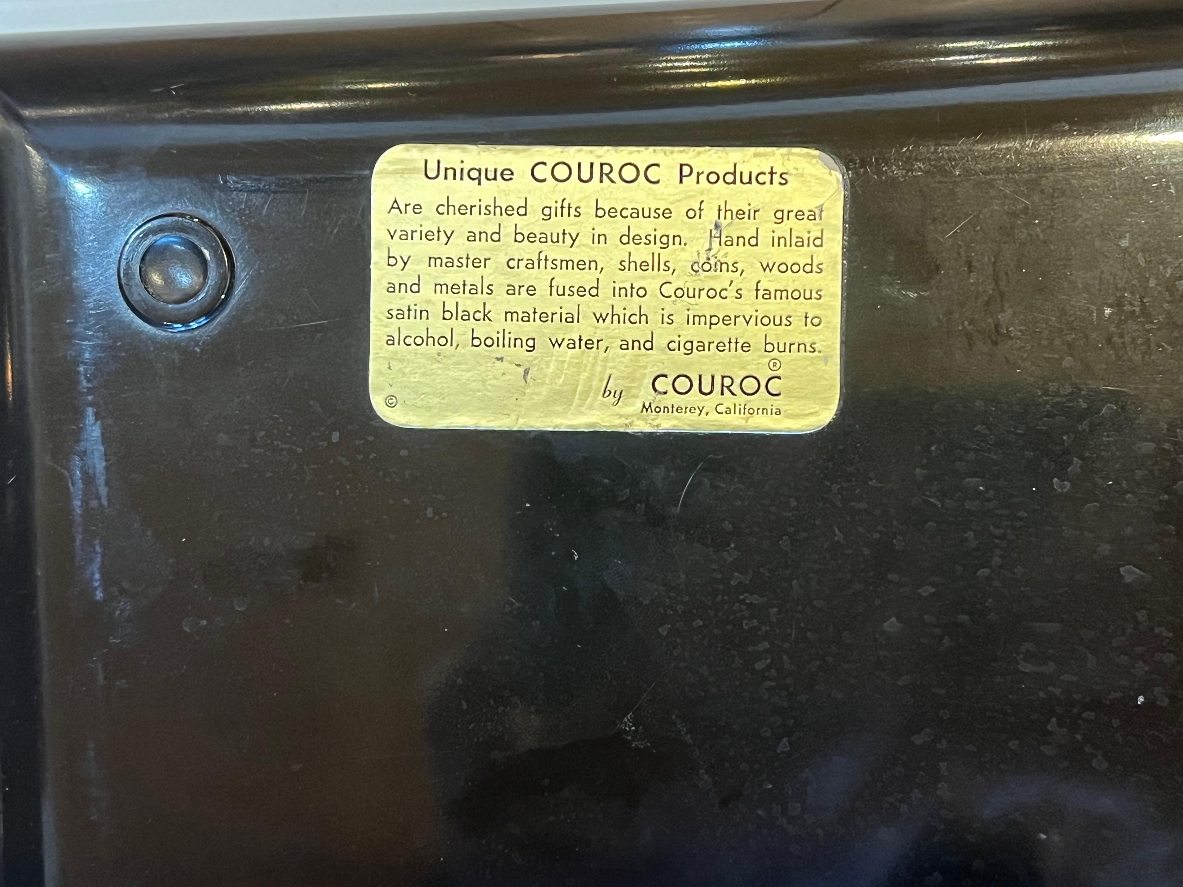 Caprichosa bandeja de bar de resina fenólica Couroc con mariposas incrustadas Estadounidense en venta