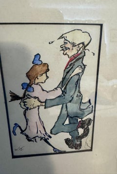 Whimsical Dance Duos Cartoon Style Paintings