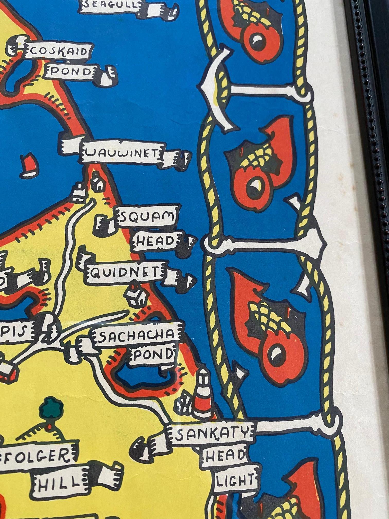 American Whimsical Decorative Map of Nantucket by Jack Atherton, 1937