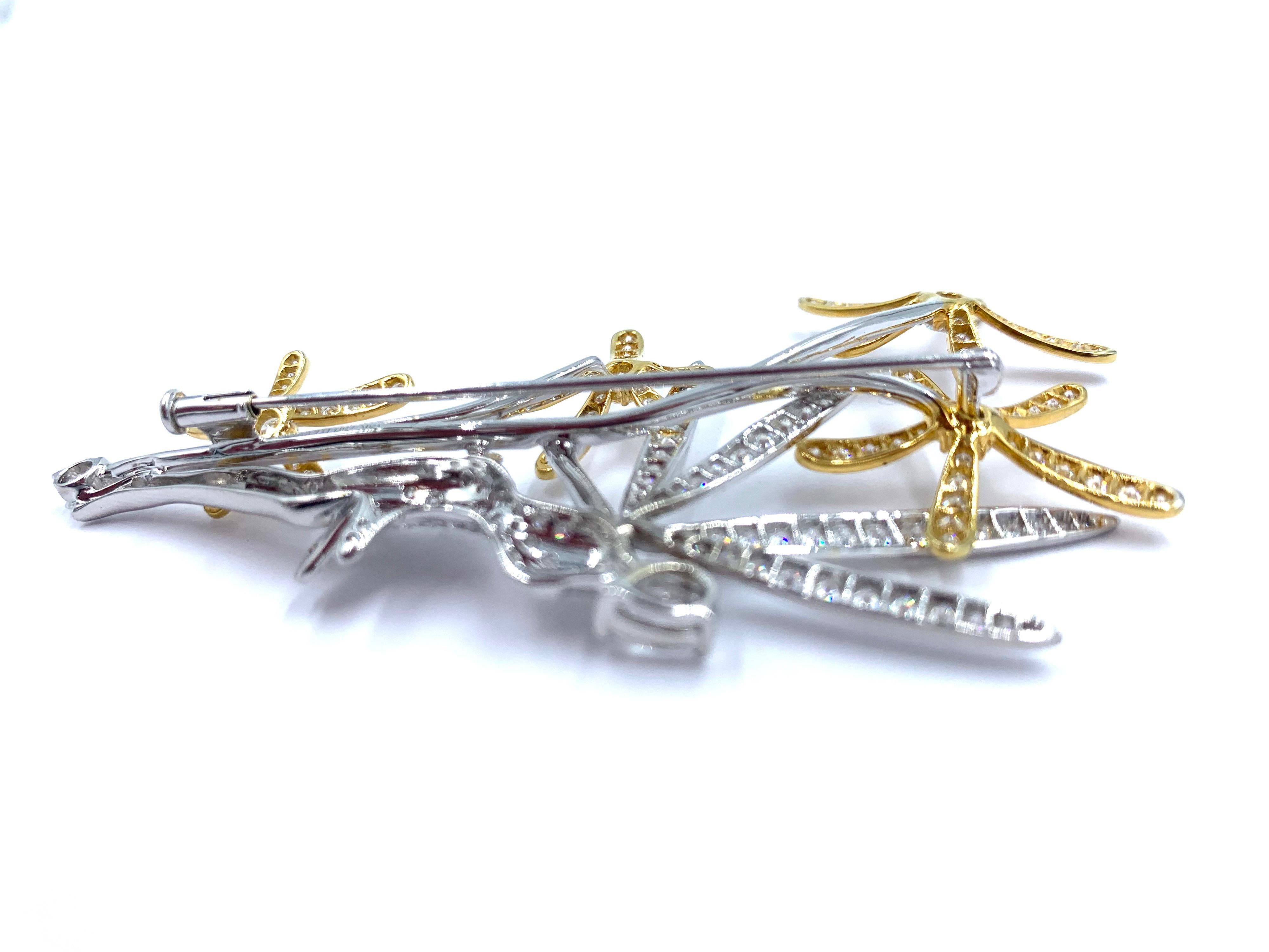 Whimsical Diamond and 18 Karat White and Yellow Gold Diamond Fairy Brooch In Excellent Condition For Sale In West Palm Beach, FL