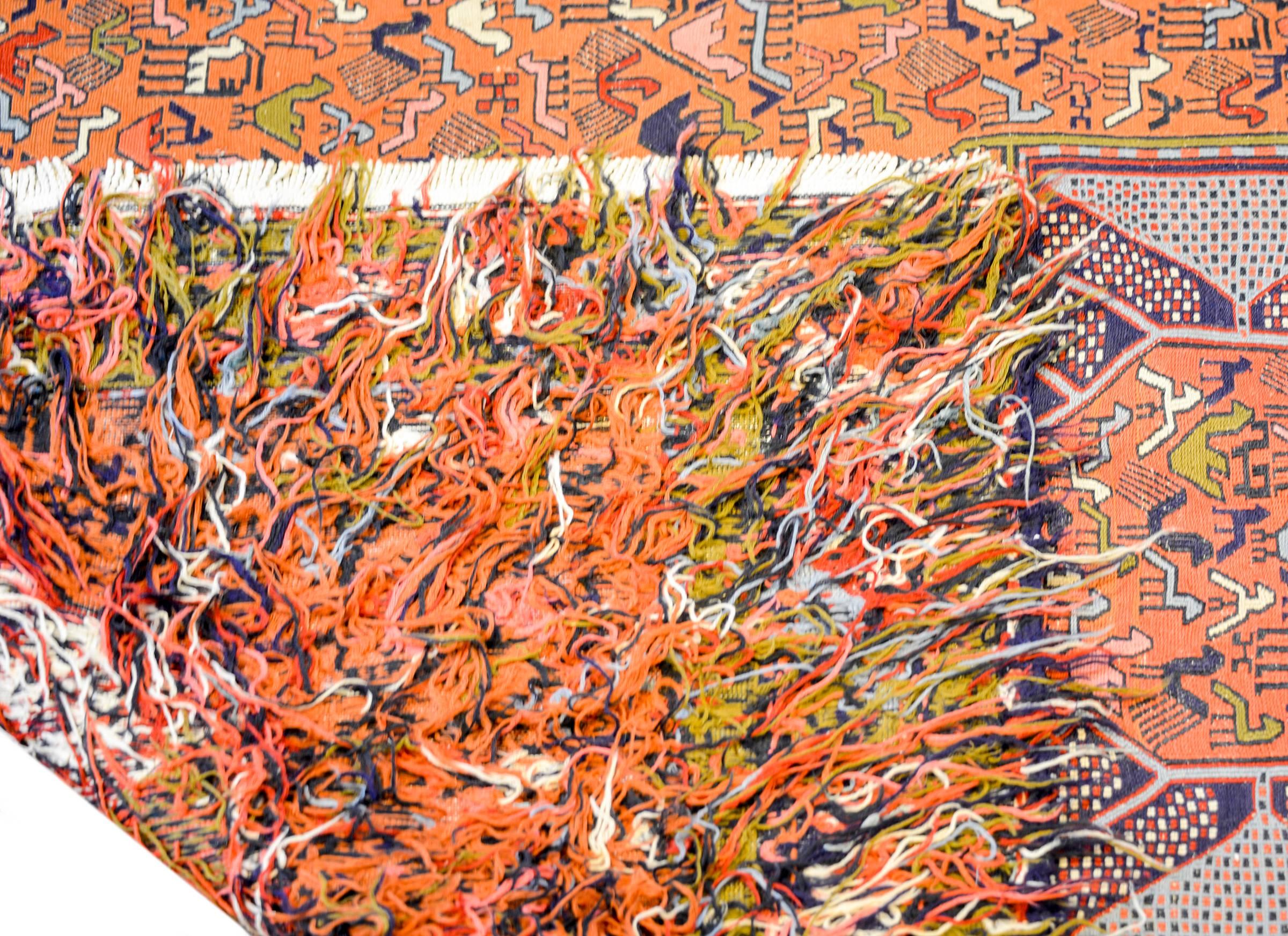 Whimsical Early 20th Century Sumak Rug For Sale 1