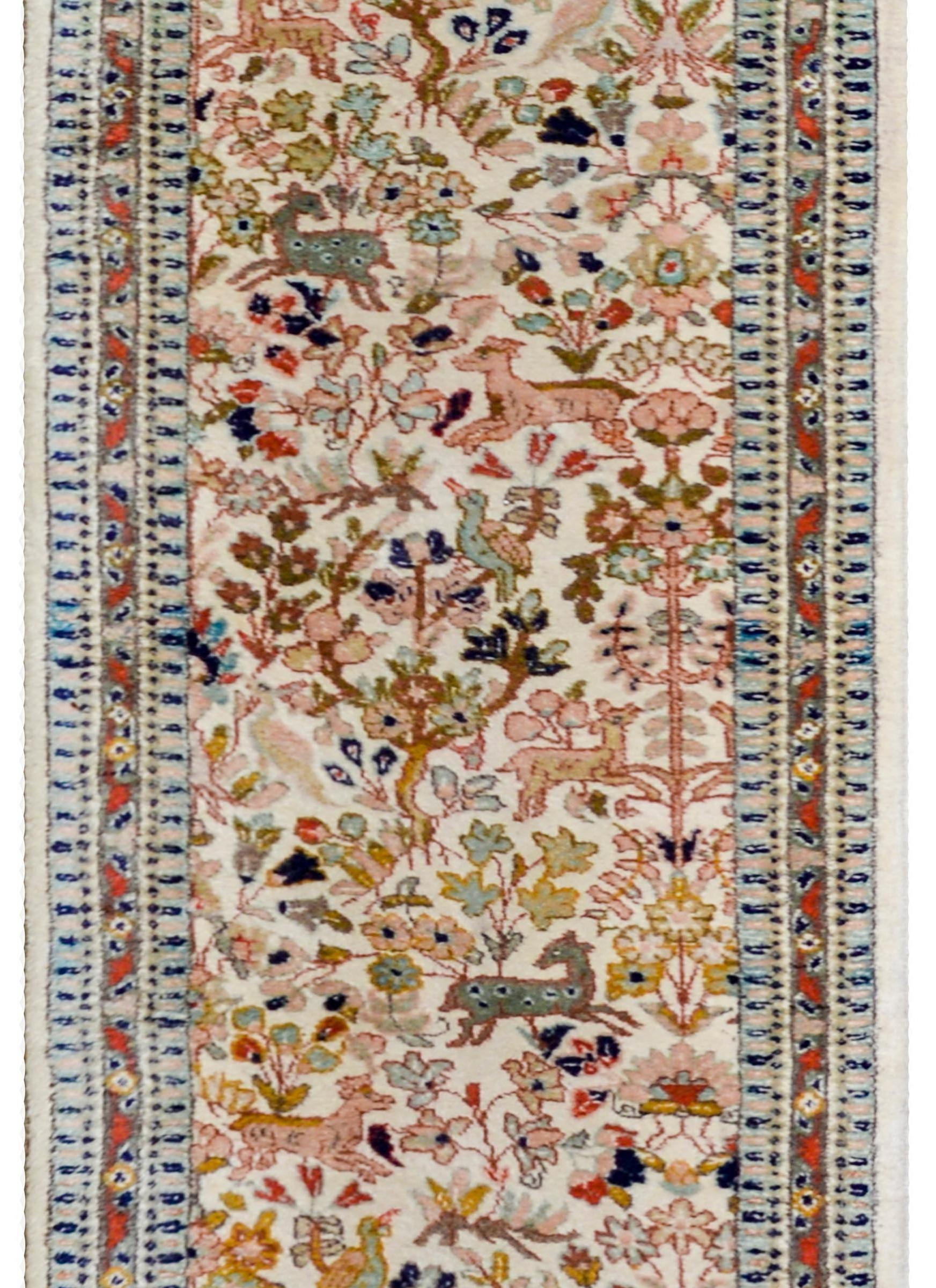 Vegetable Dyed Whimsical Early 20th Century Tabriz Runner