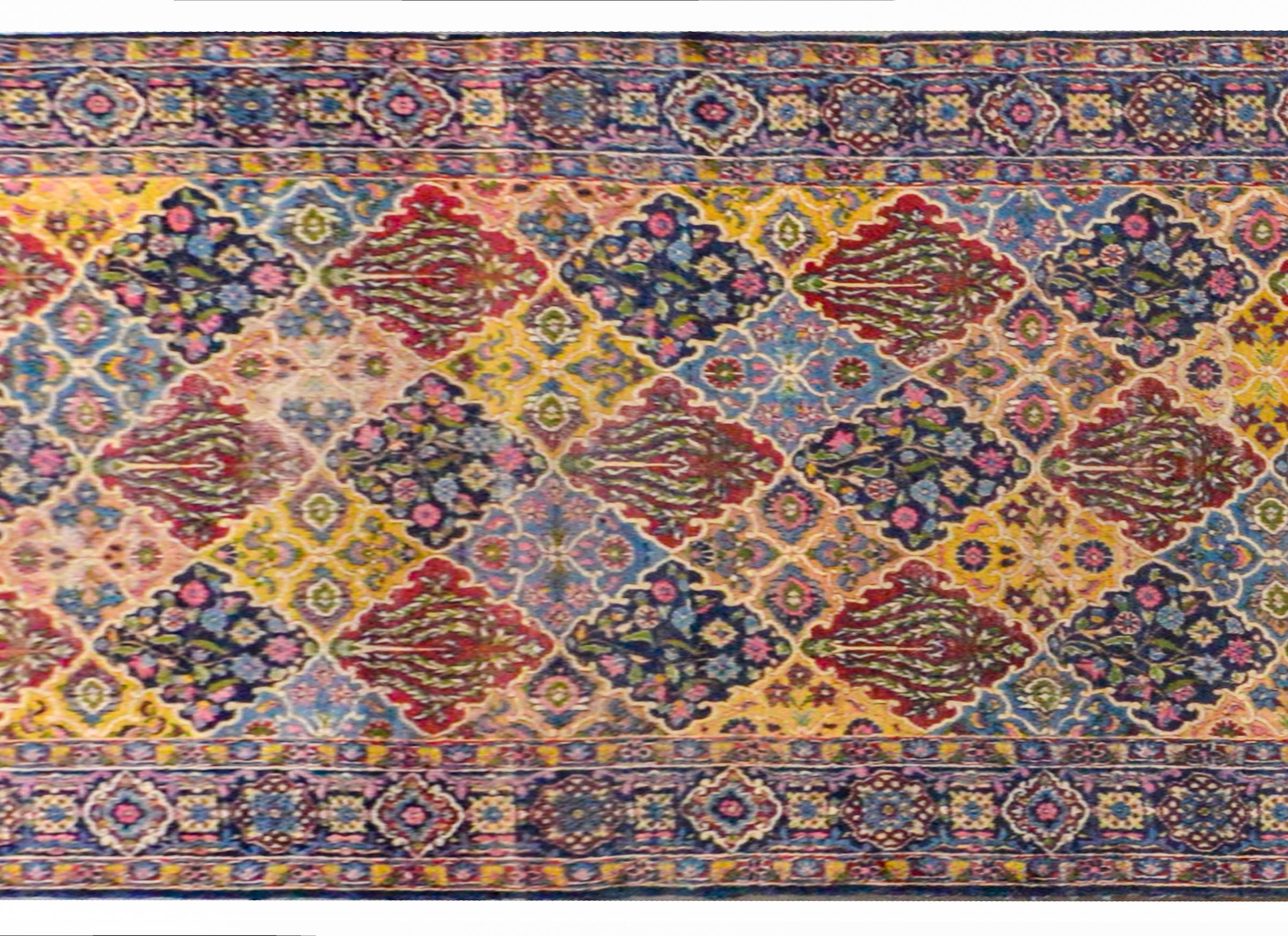 Tribal Whimsical Early 20th Century Yazd Runner For Sale