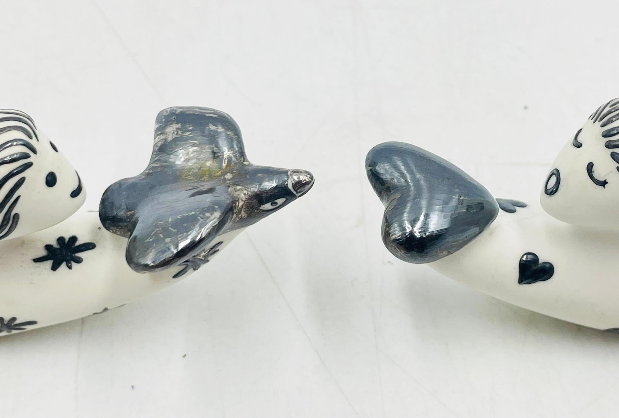 Salière et poivrière en argent et porcelaine d'Emilia Castillo, années 1980 en vente 3