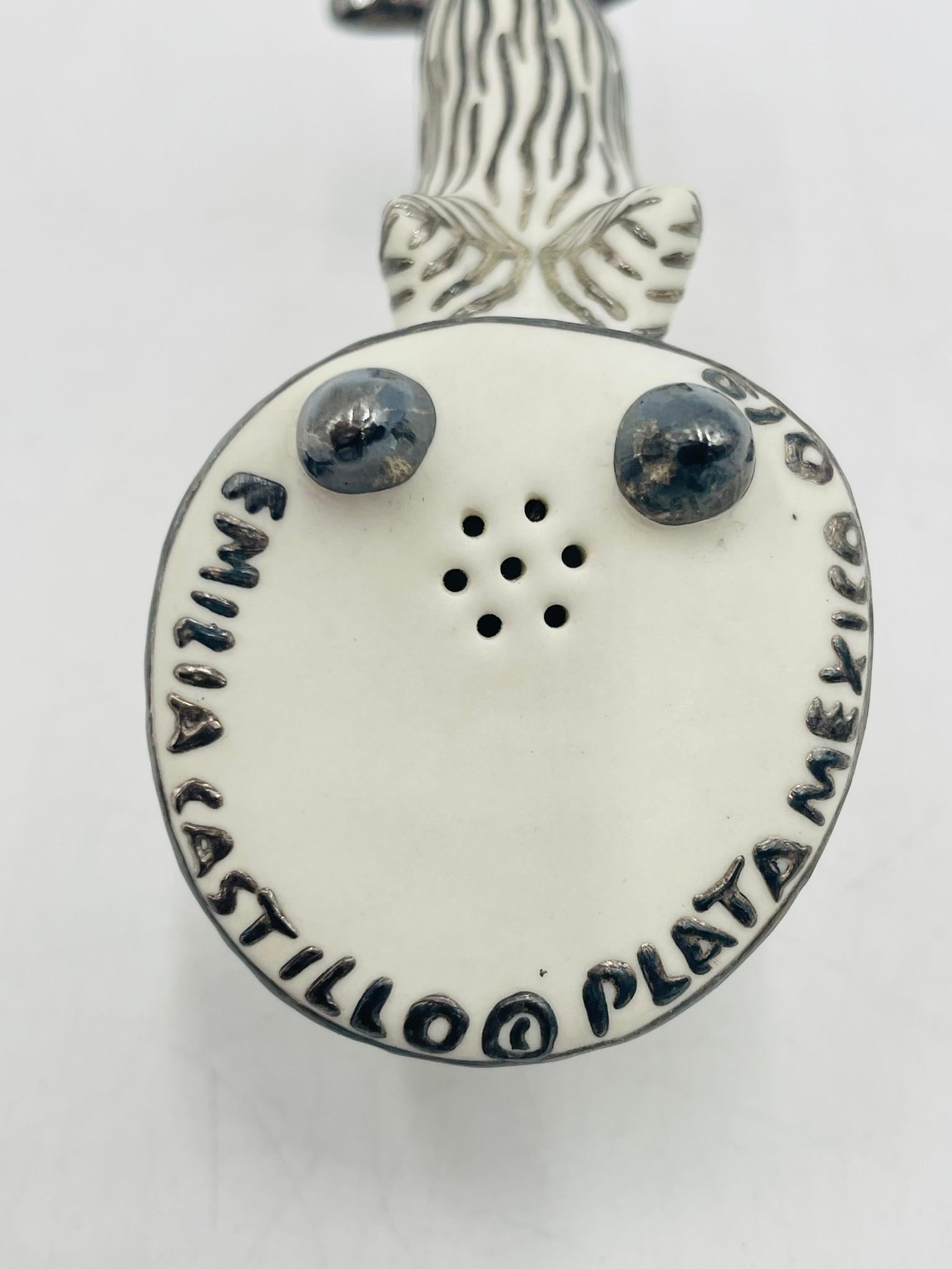 Salière et poivrière en argent et porcelaine d'Emilia Castillo, années 1980 en vente 6