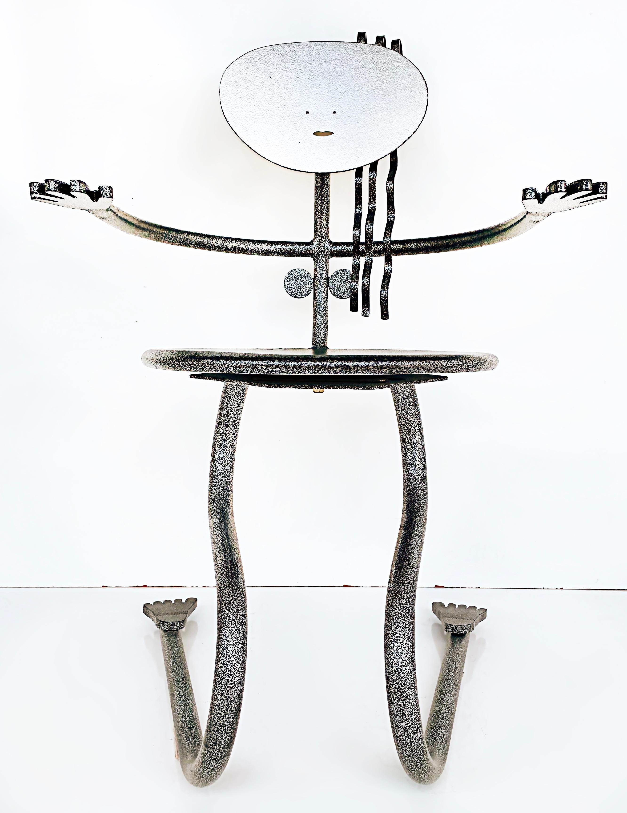 Whimsical Enameled Iron Sculptural Post-Modern Chair of Girl In Good Condition In Miami, FL