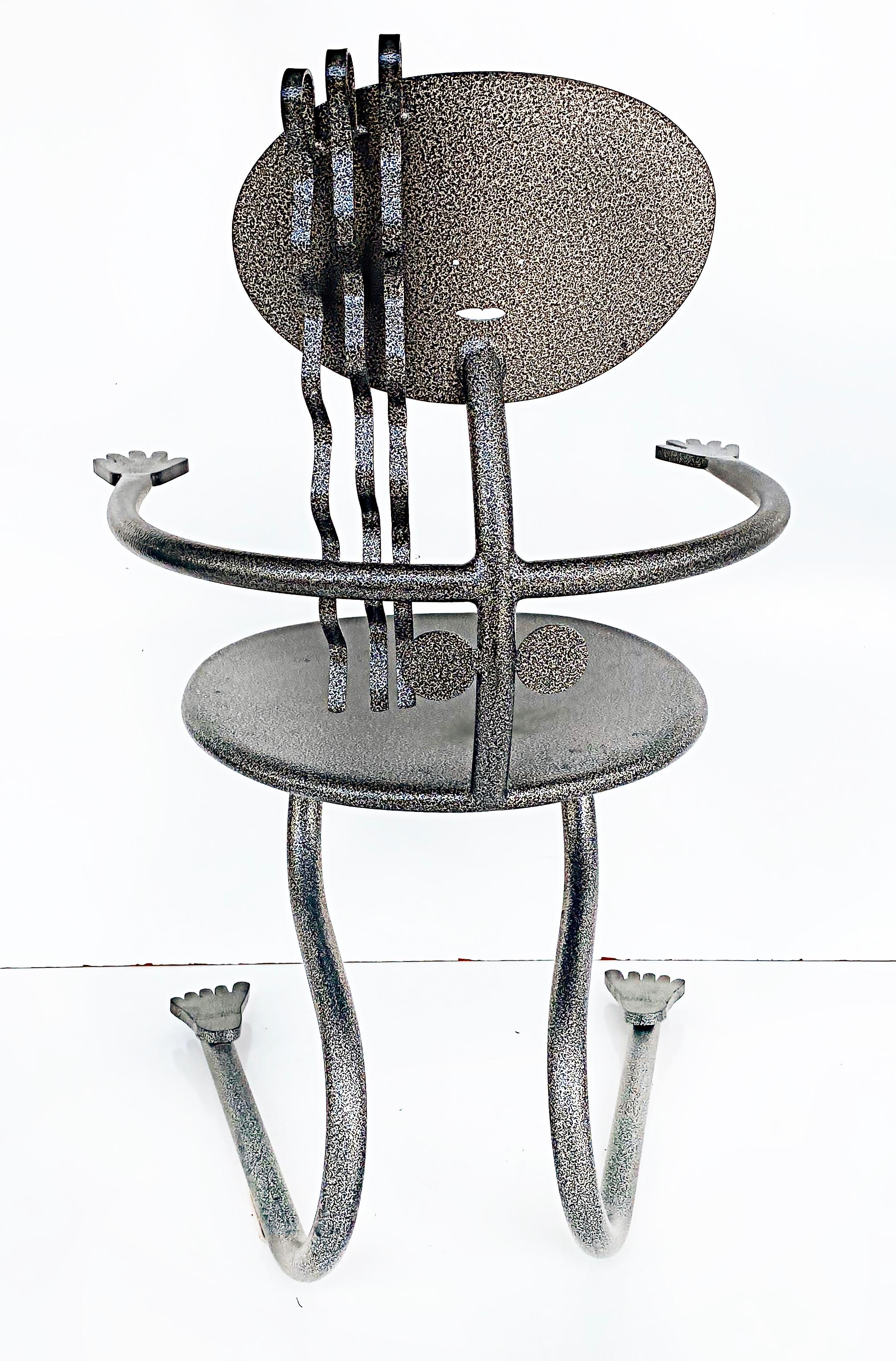 Whimsical Enameled Iron Sculptural Post-Modern Chair of Girl 1