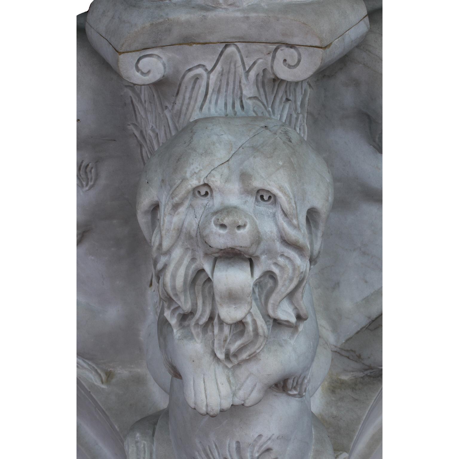 Carved Whimsical English 19th-20th Century White Marble Figural Outdoor Dog Fountain For Sale
