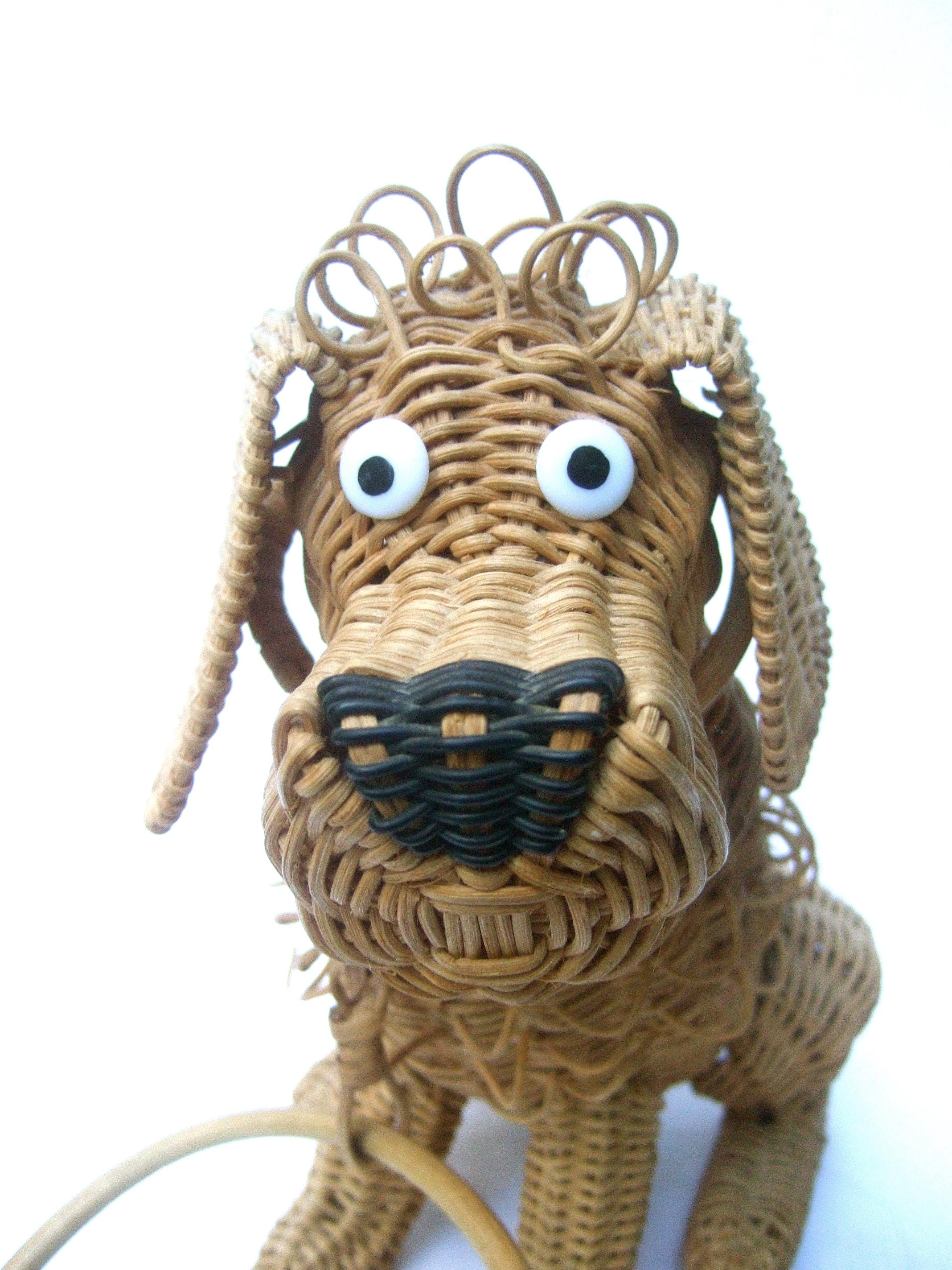 Whimsical Extremely Rare Handmade Artisan Wicker Canine Handbag circa 1950s 8