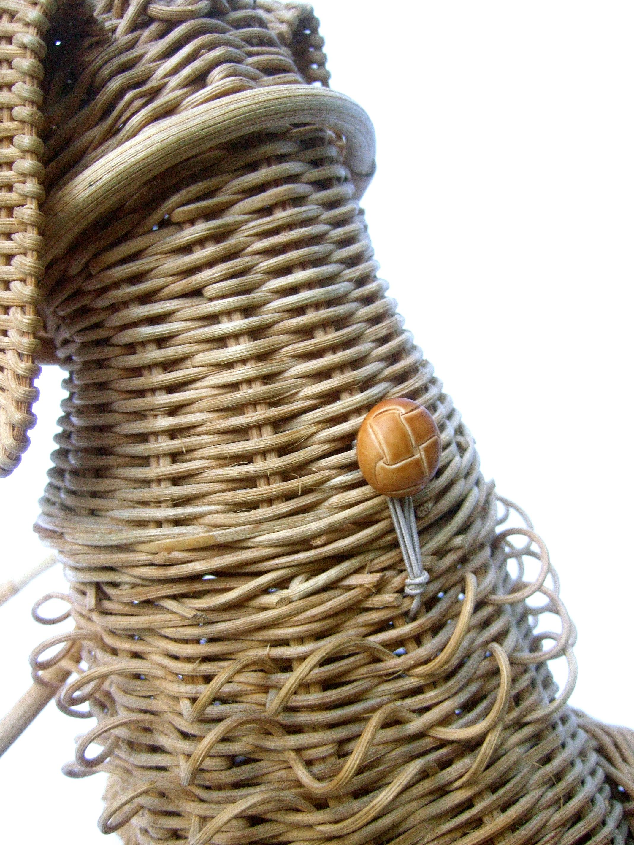 Whimsical Extremely Rare Handmade Artisan Wicker Canine Handbag circa 1950s 12
