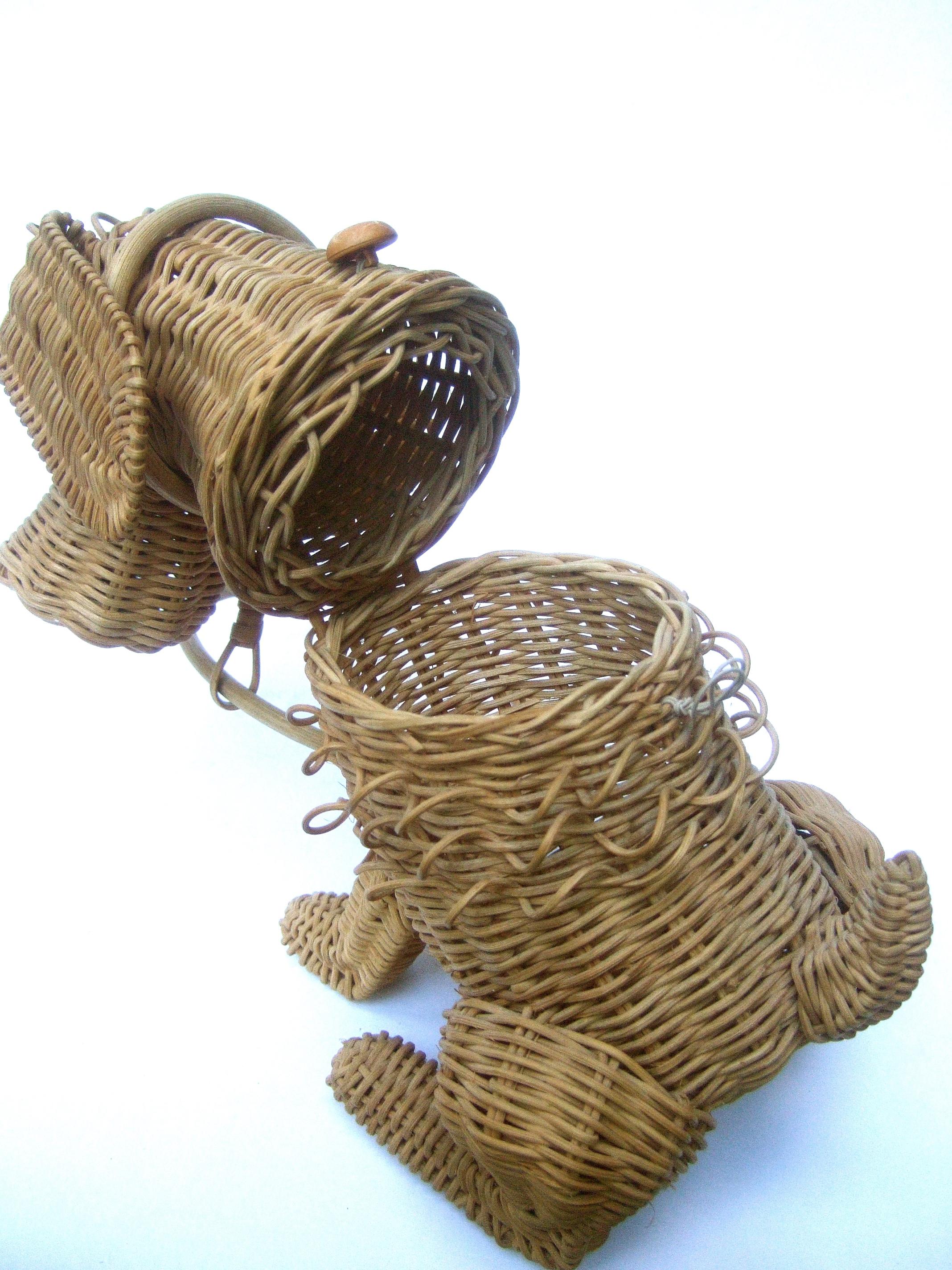 Whimsical Extremely Rare Handmade Artisan Wicker Canine Handbag circa 1950s 13