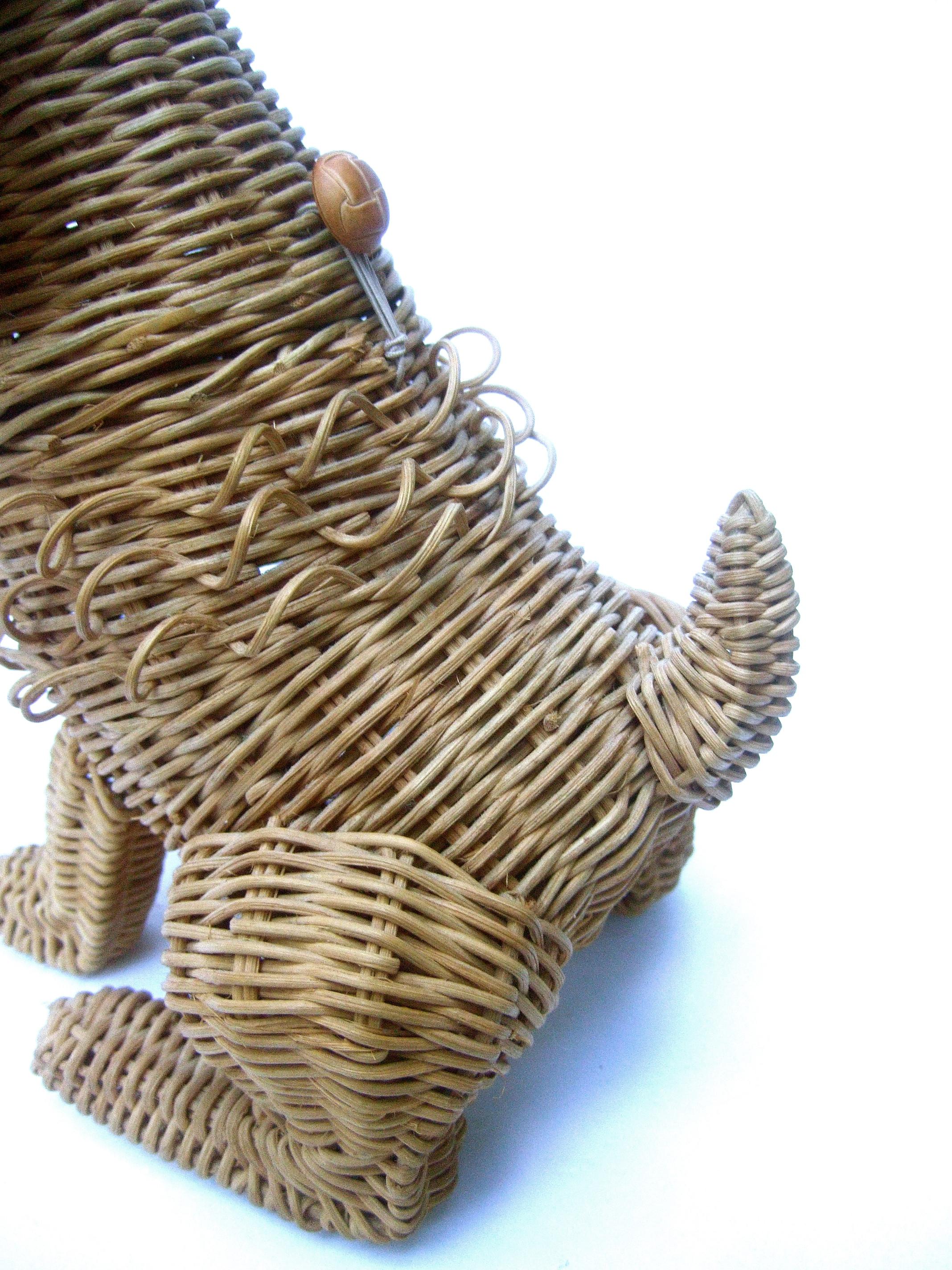 Whimsical Extremely Rare Handmade Artisan Wicker Canine Handbag circa 1950s 14