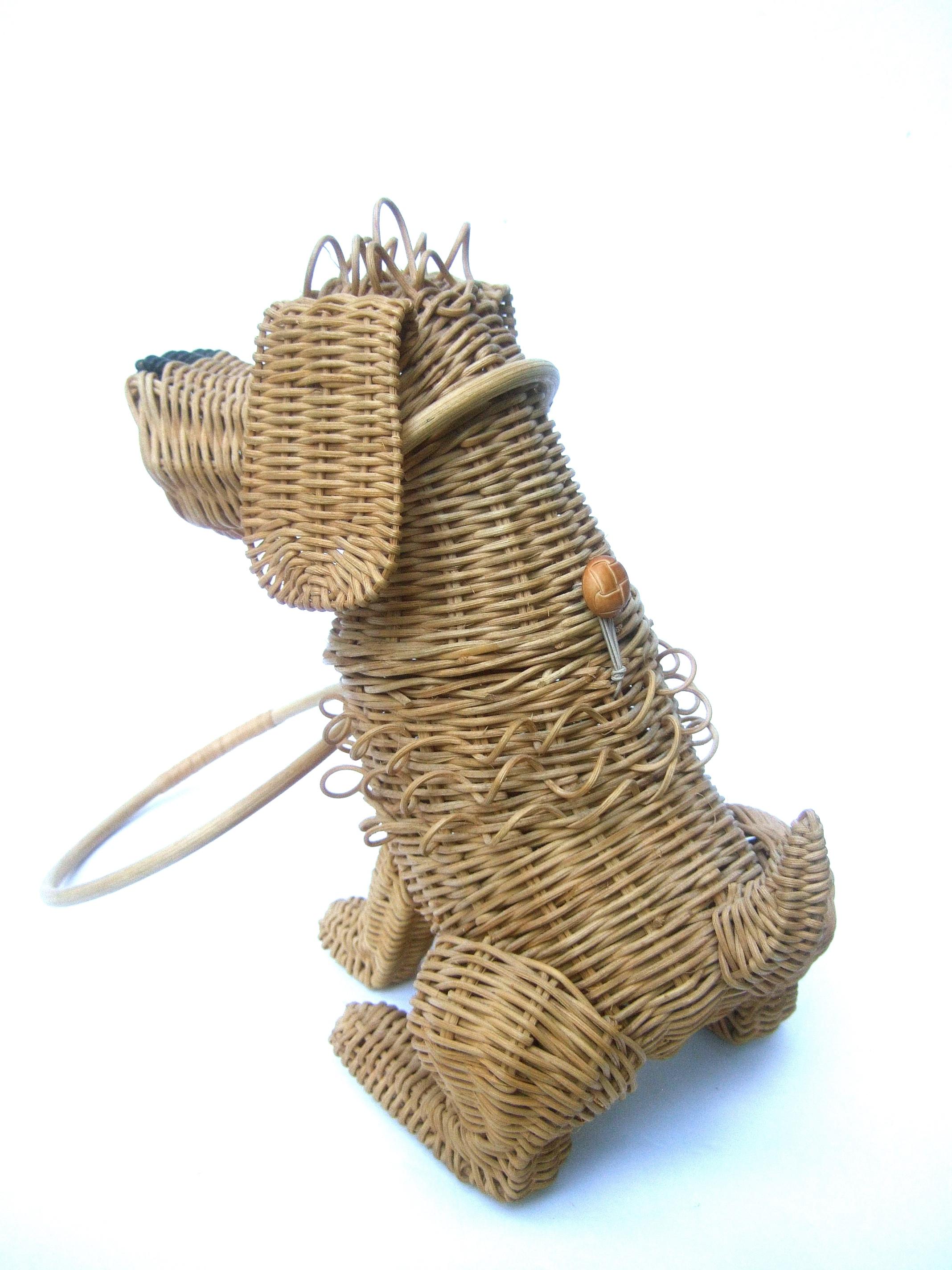 Whimsical Extremely Rare Handmade Artisan Wicker Canine Handbag circa 1950s 15