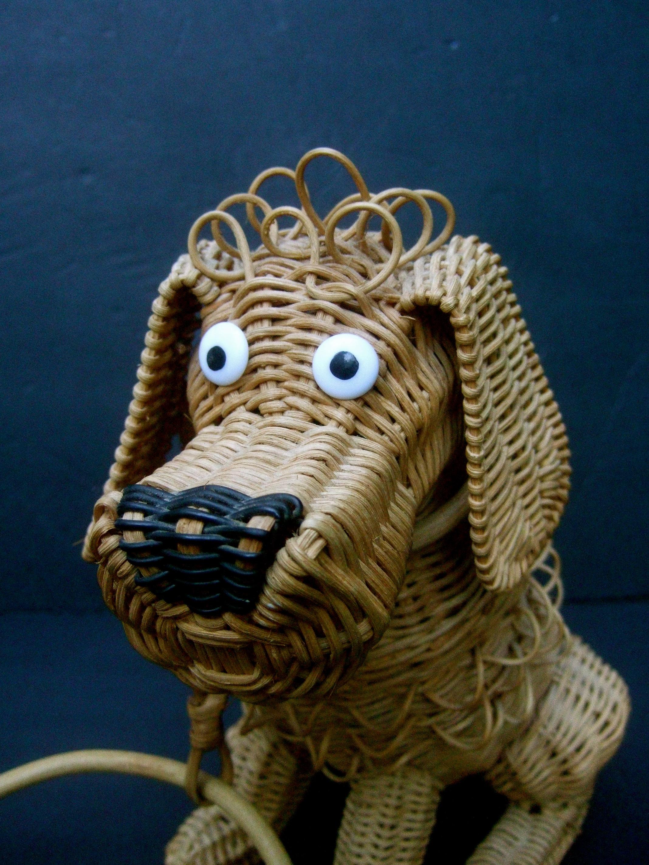 Women's Whimsical Extremely Rare Handmade Artisan Wicker Canine Handbag circa 1950s