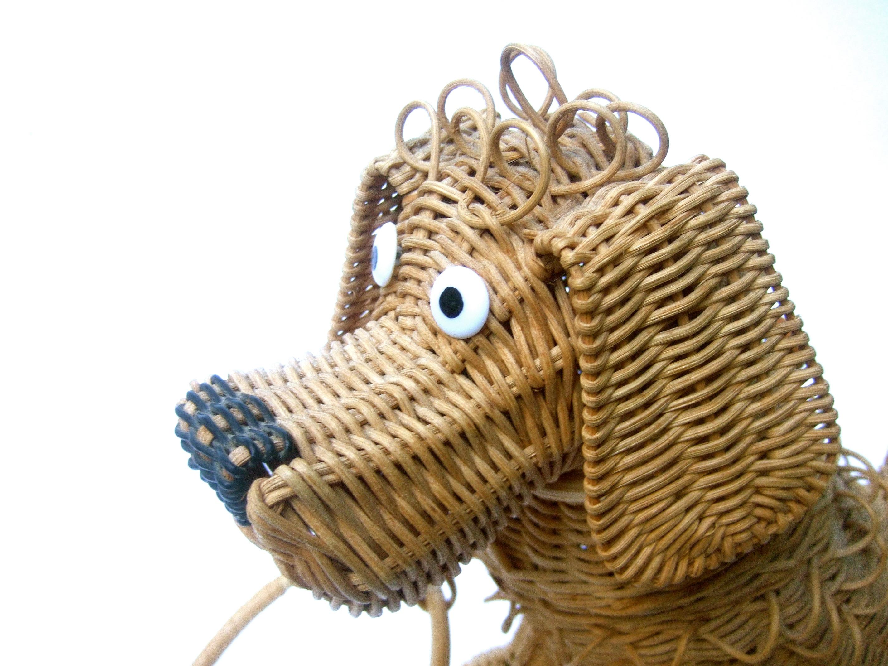 Whimsical Extremely Rare Handmade Artisan Wicker Canine Handbag circa 1950s 1