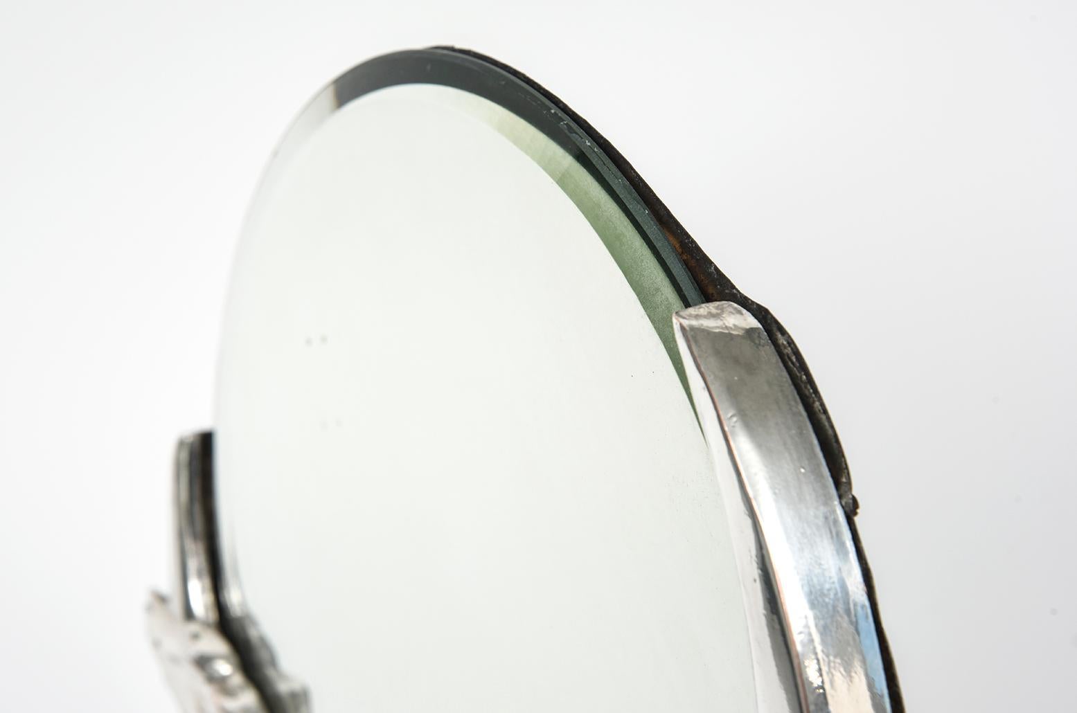 Miroir de table en verre biseauté avec hibou figuratif sur une branche en vente 2