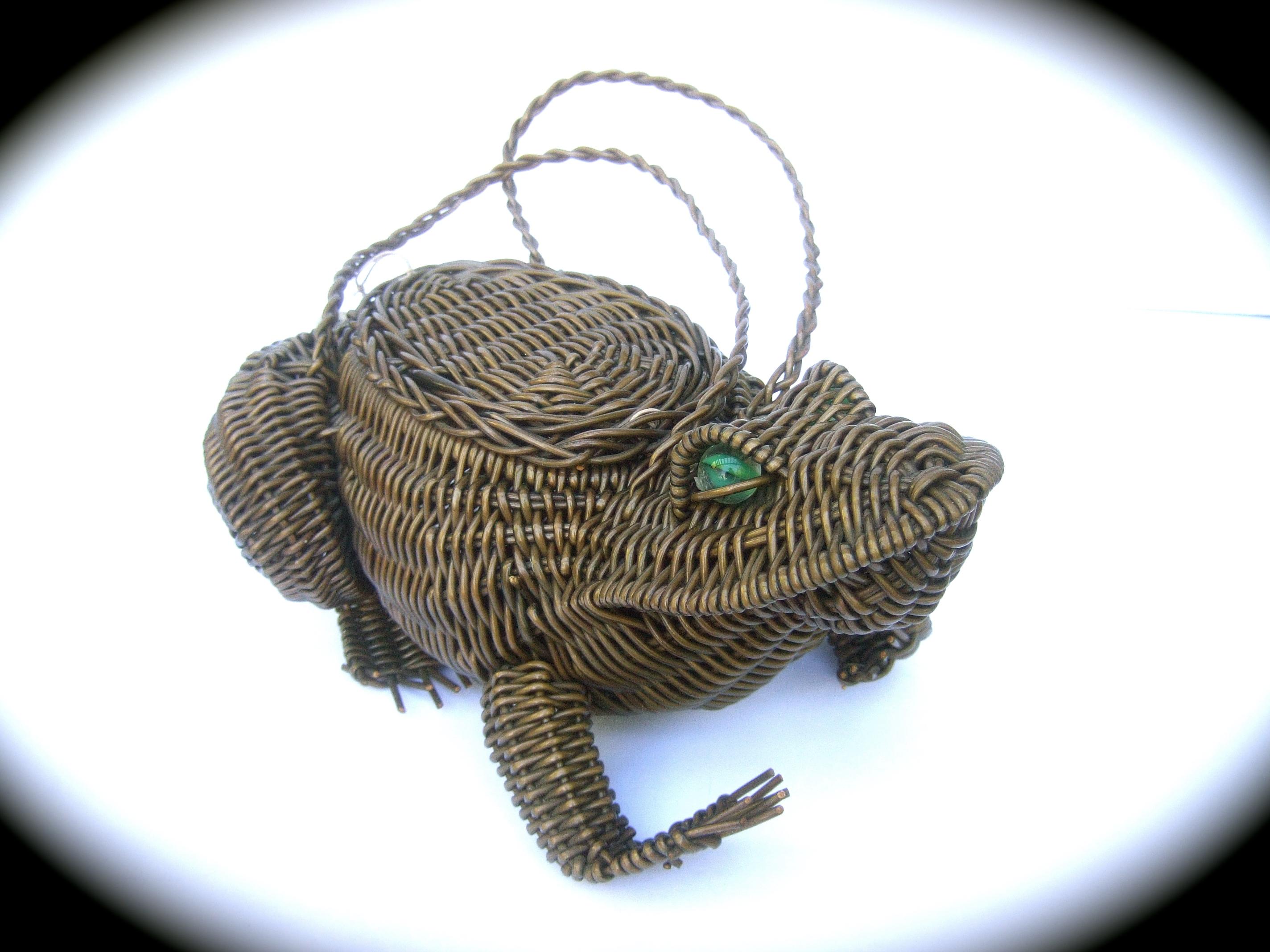 Avant-Garde Figural Wicker Frog Design Handbag c 1960s  5