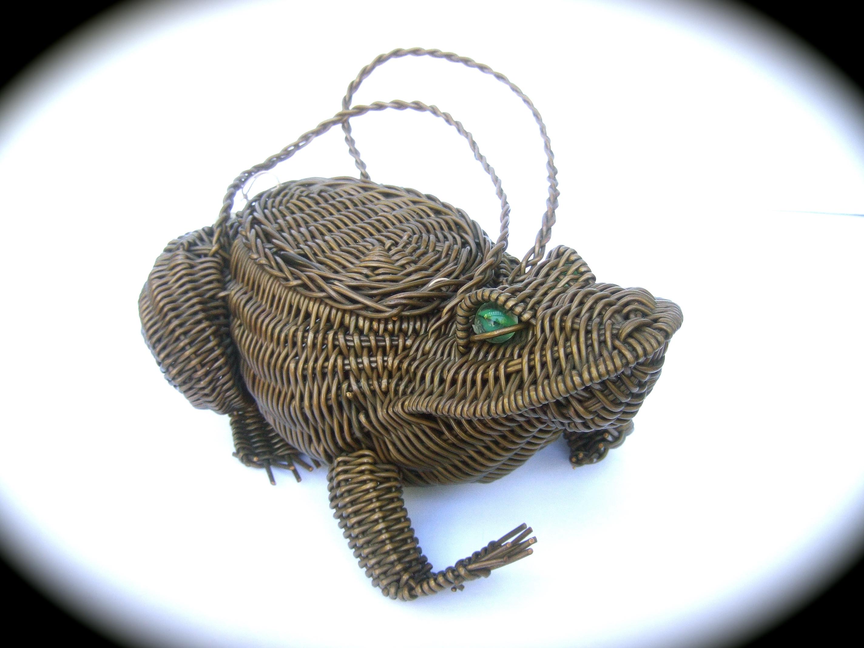 Avant-Garde Figural Wicker Frog Design Handbag c 1960s 5