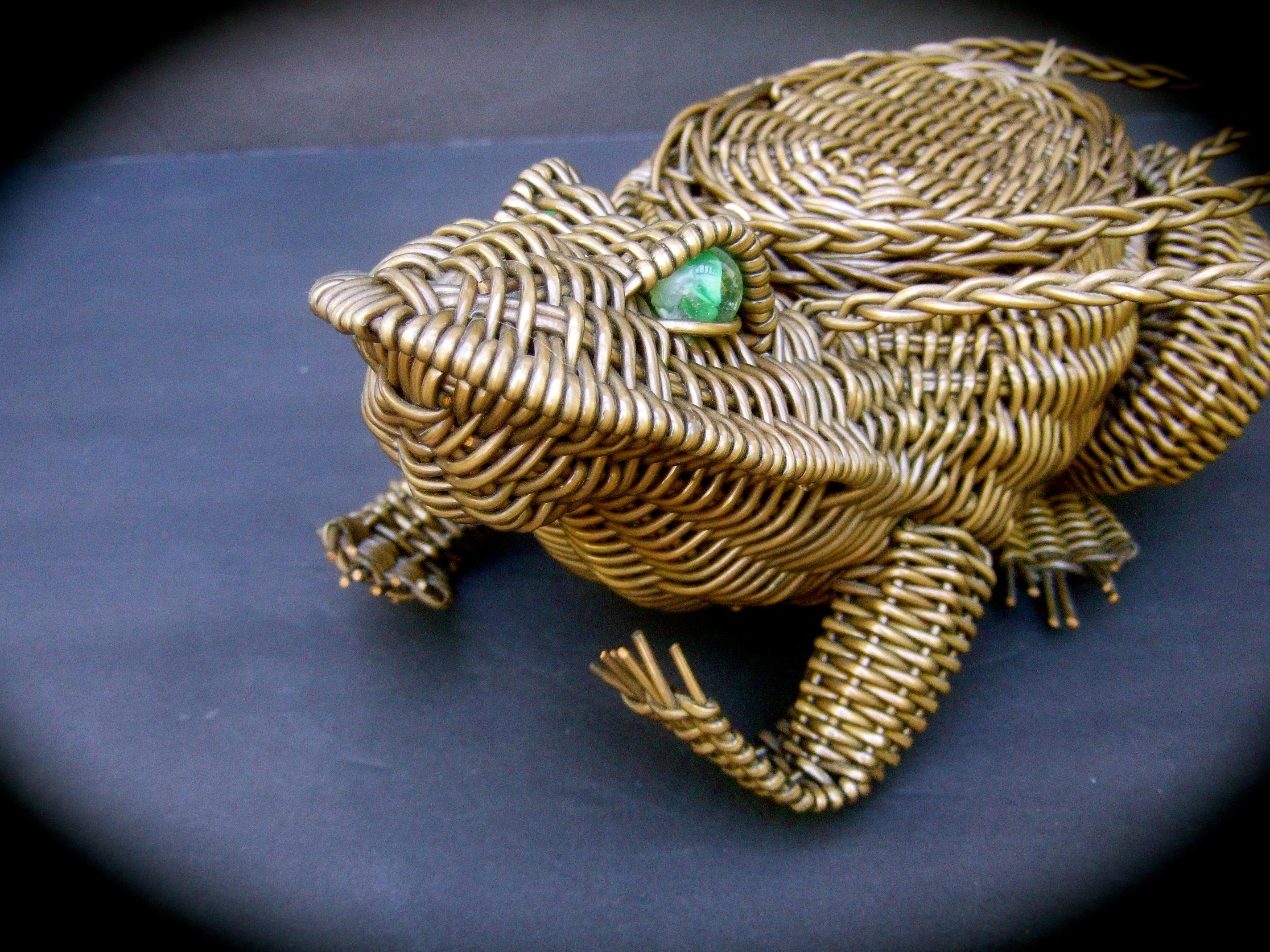 Avant-Garde Figural Wicker Frog Design Handbag c 1960s  1