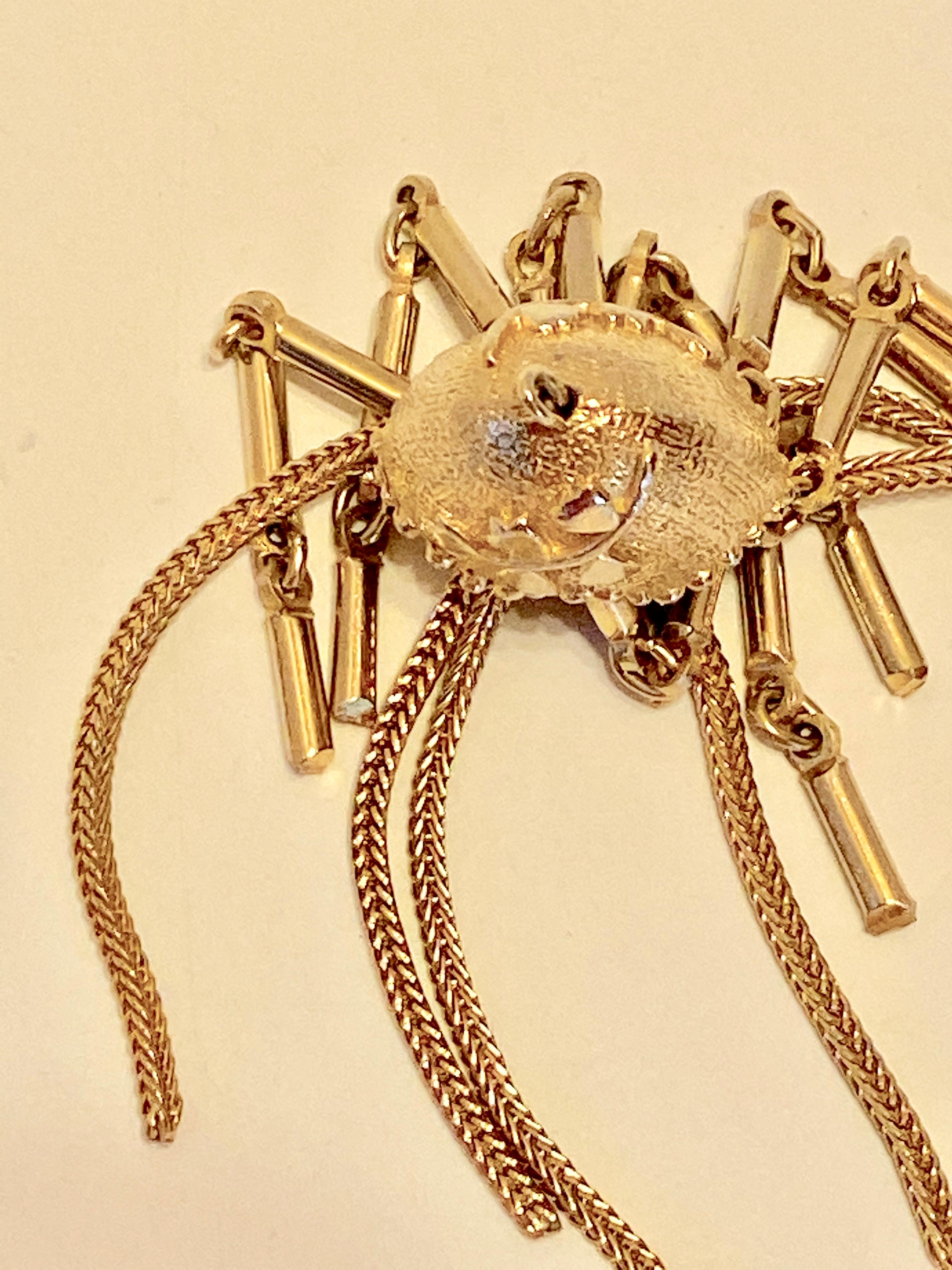 Whimsical Floral Umbrella Gold Hardware With Dangling Multi-Chain Pendant In Good Condition For Sale In New York, NY